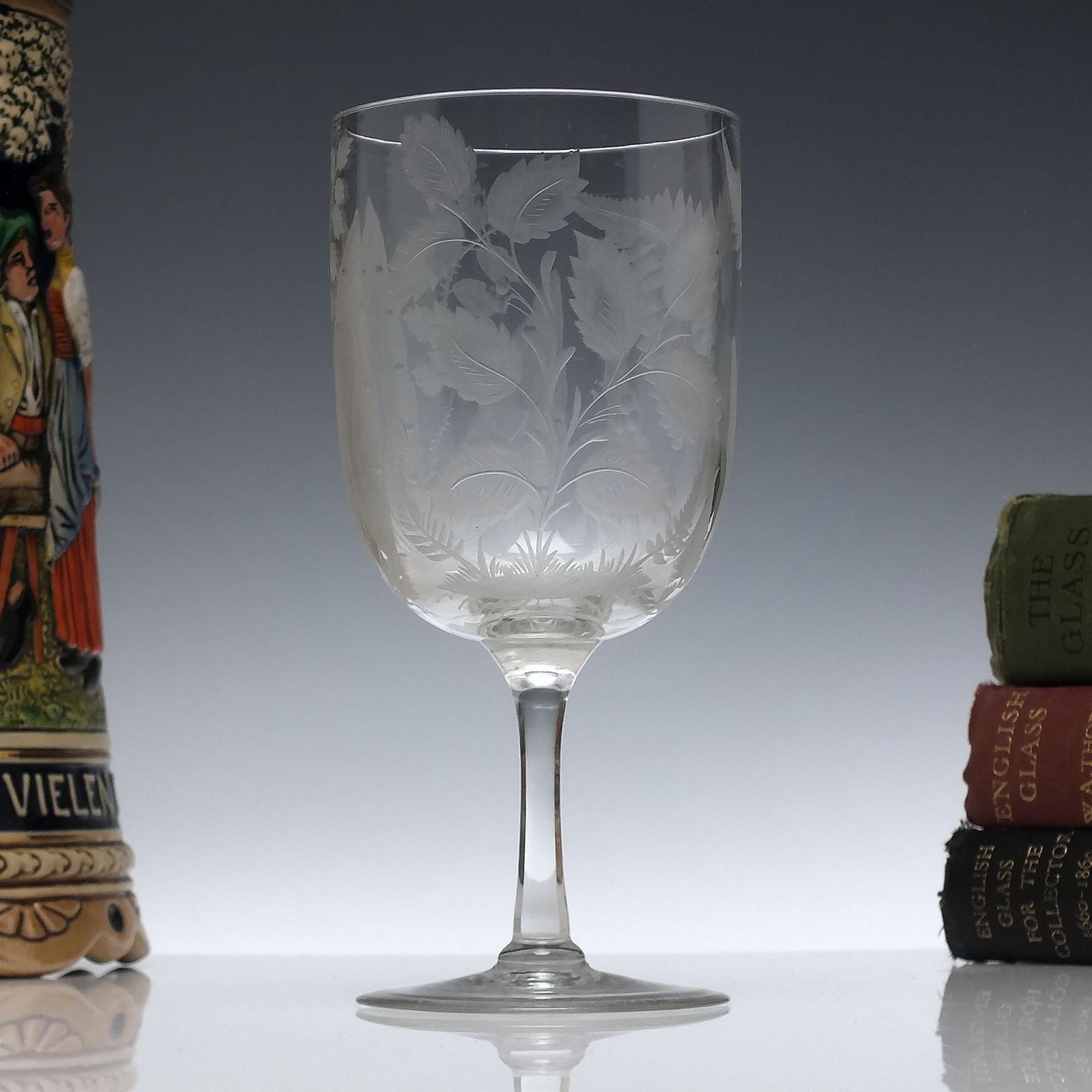 Victorian Engraved Wine Glass Goblet c.1880 (1 of 7) Victorian Engraved Wine Glass Goblet c.1880 (1 of 7)
