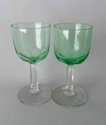 Unusual Pair of Victorian Uranium Bowl Wine Glasses (1 of 7) Unusual Pair of Victorian Uranium Bowl Wine Glasses (1 of 7)