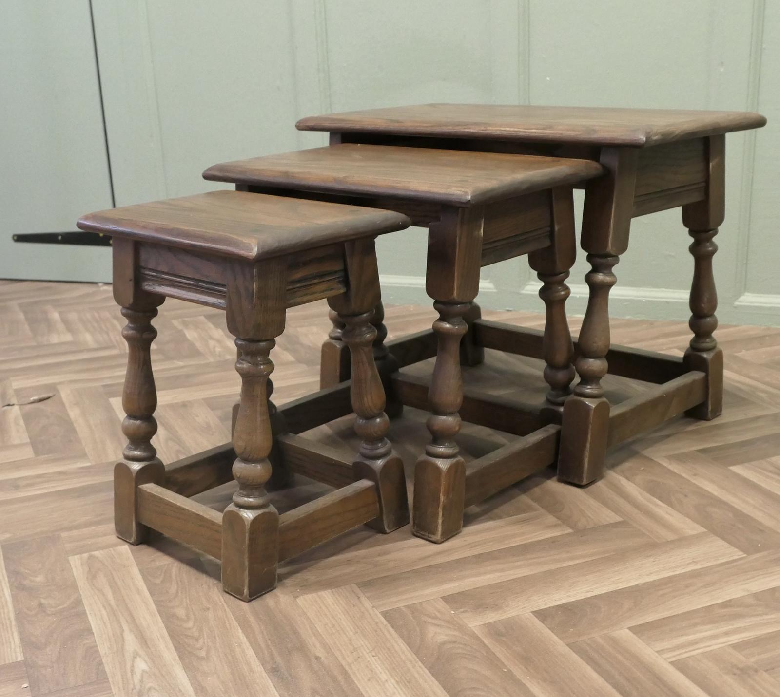 Country Oak Nest of Tables by Old Charm (1 of 6)