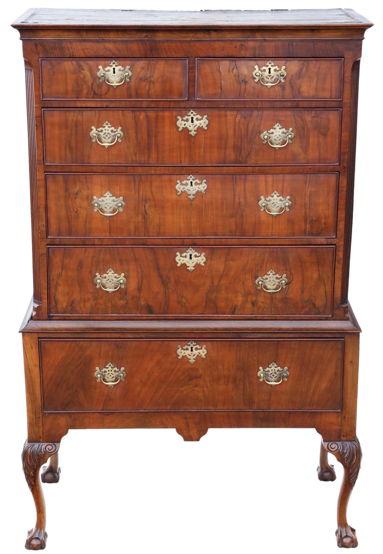 Antique Georgian Figured Walnut Chest of Drawers on Stand, Dating from the 18th Century and Later (1 of 7)