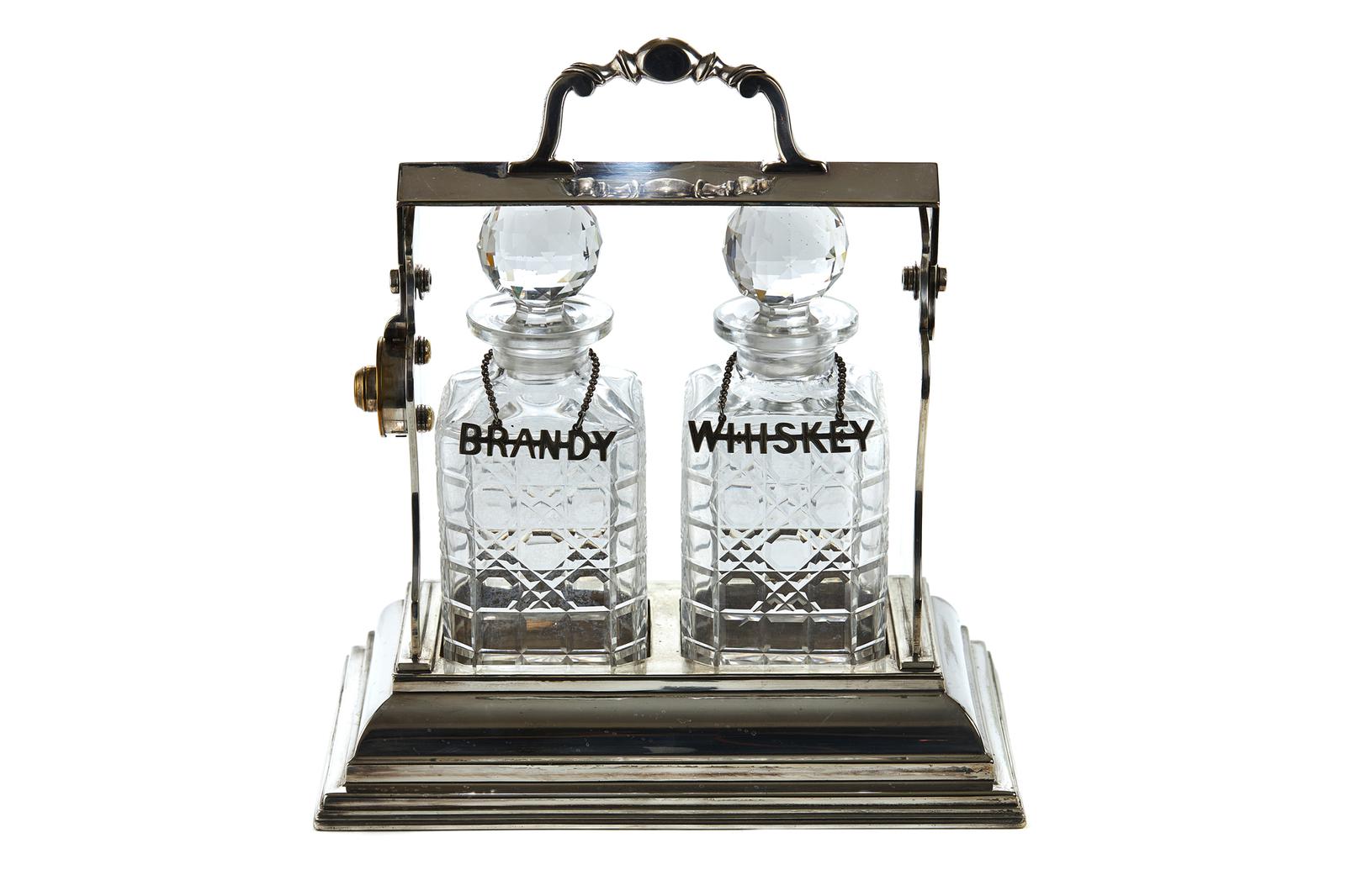 Fine Quality Antique Silver Plated Two Bottle Tantalus (1 of 8) Fine Quality Antique Silver Plated Two Bottle Tantalus (1 of 8)