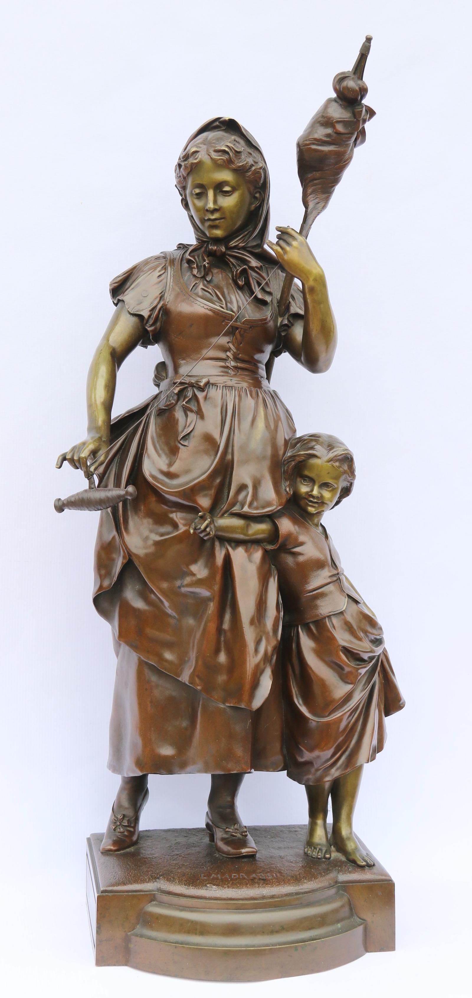 Lucien Madrassi - Bronze Study of Mother and Daughter, French Circa 1880 (1 of 19)