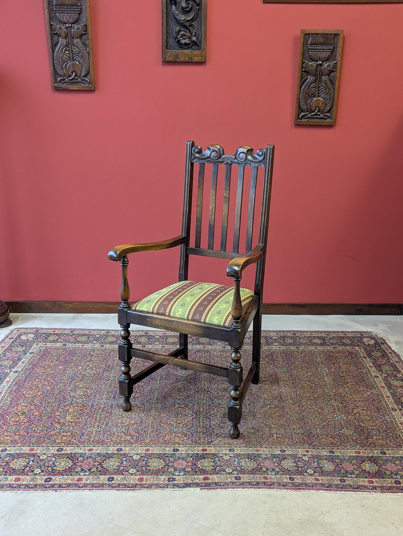 Antique Edwardian Oak Armchair / Desk Chair (1 of 10)
