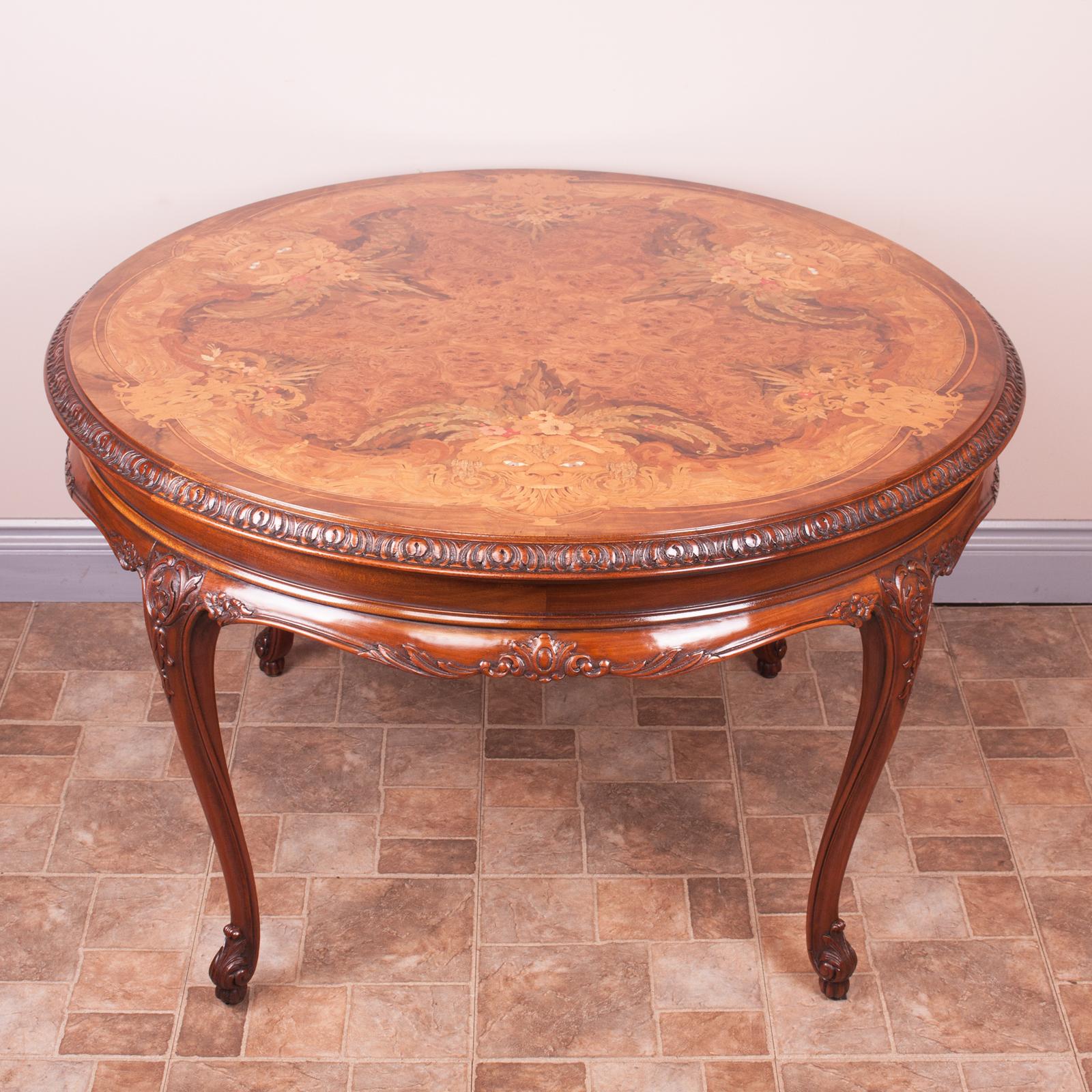Good Quality Marquetry Topped Round Coffee Table (1 of 10)