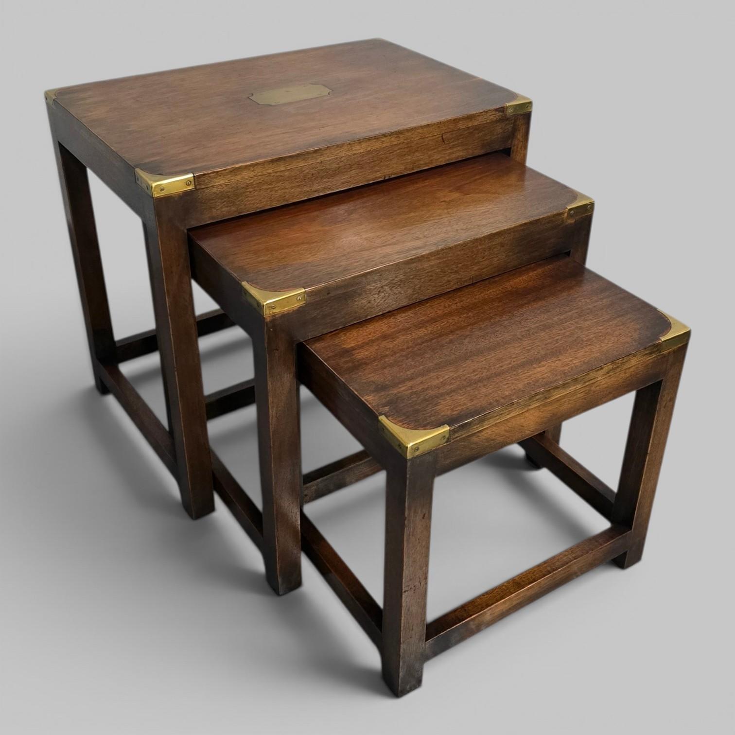 Good Mahogany Campaign Nest of Three Tables (1 of 8) Good Mahogany Campaign Nest of Three Tables (1 of 8)