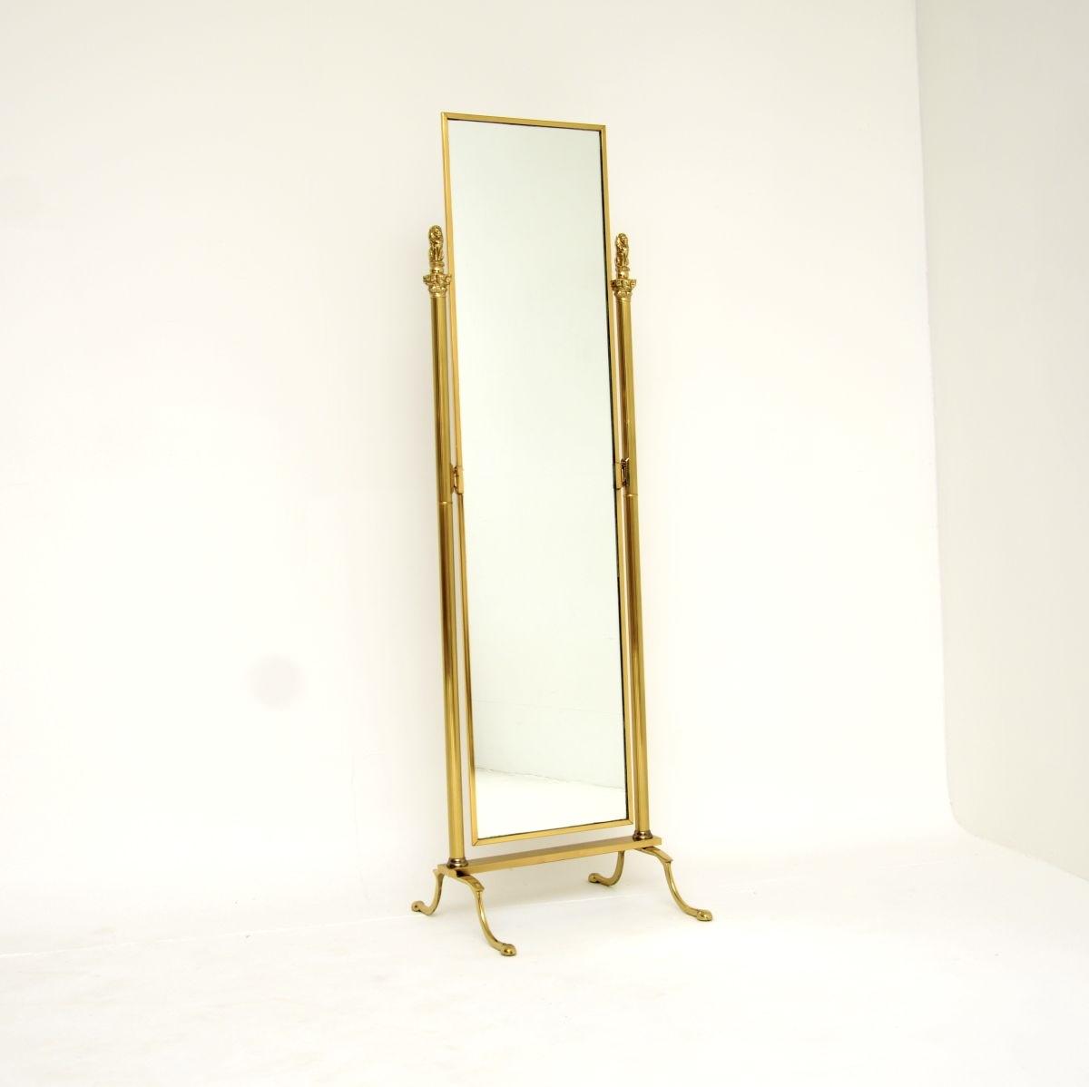 Vintage Brass Neoclassical Style Cheval Mirror (1 of 10)
