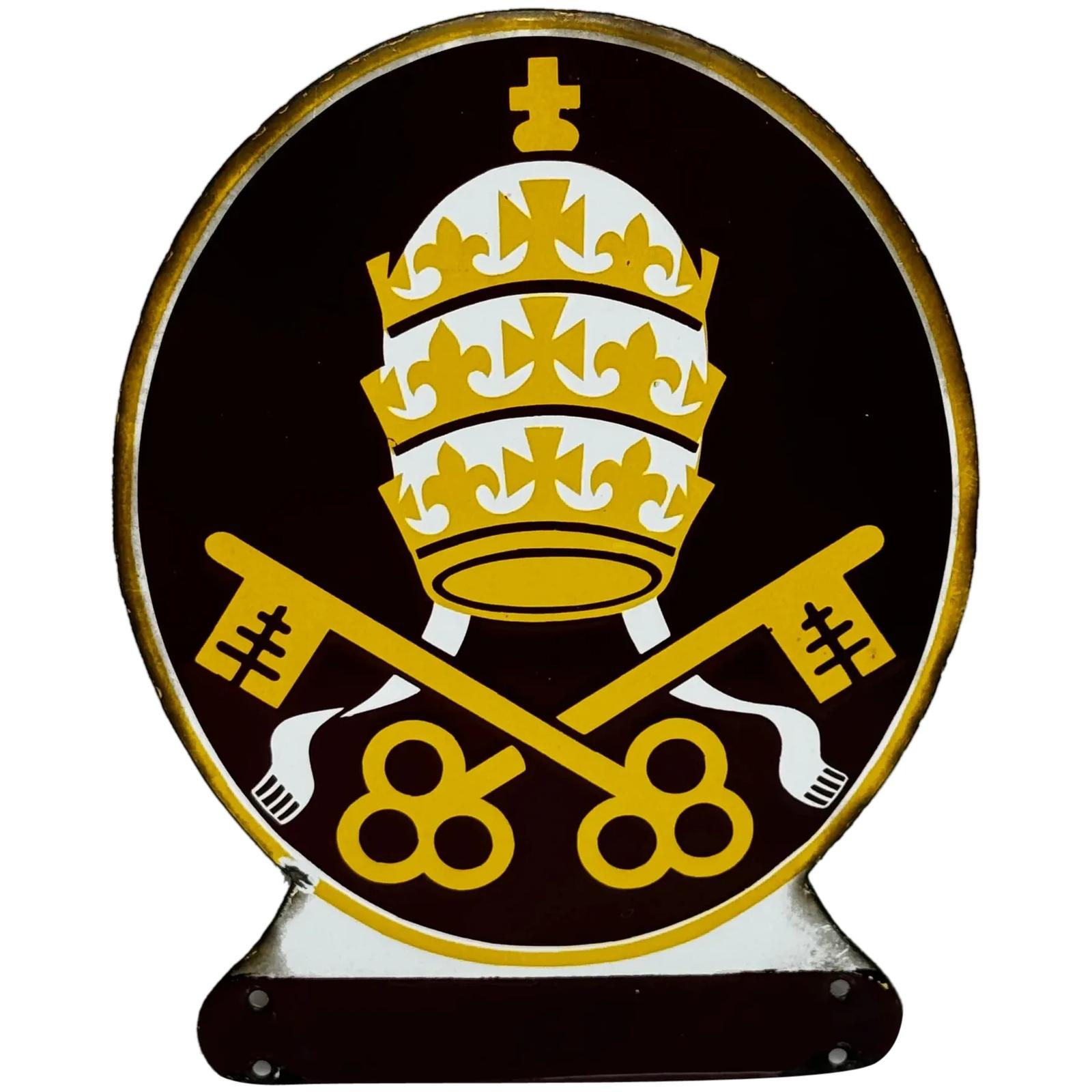 Religious Enamel Sign Pope Vatican City State (1 of 38)