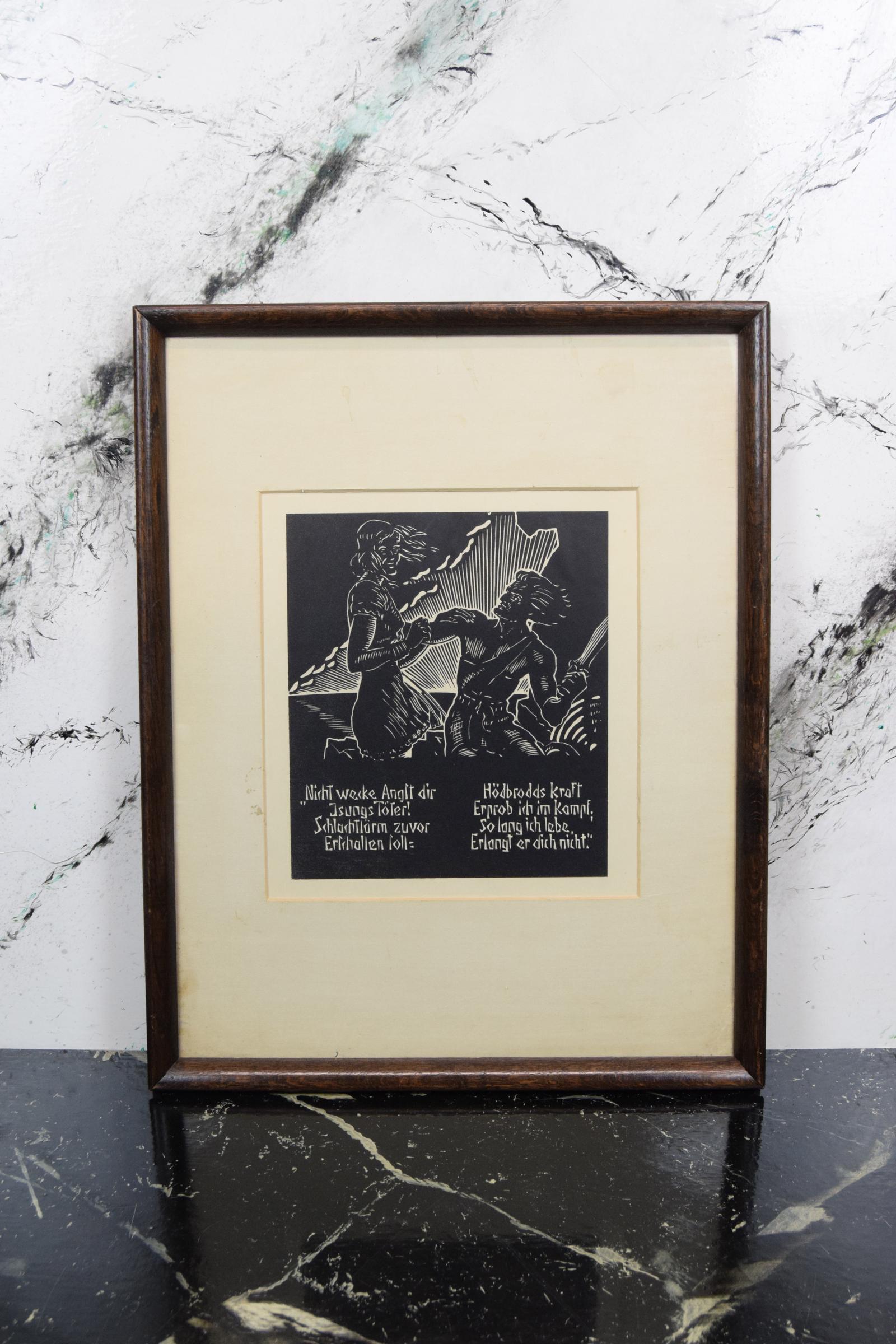 Klaus Wrage - Woodcut - Warrior & Woman - Framed & Glazed (1 of 6)