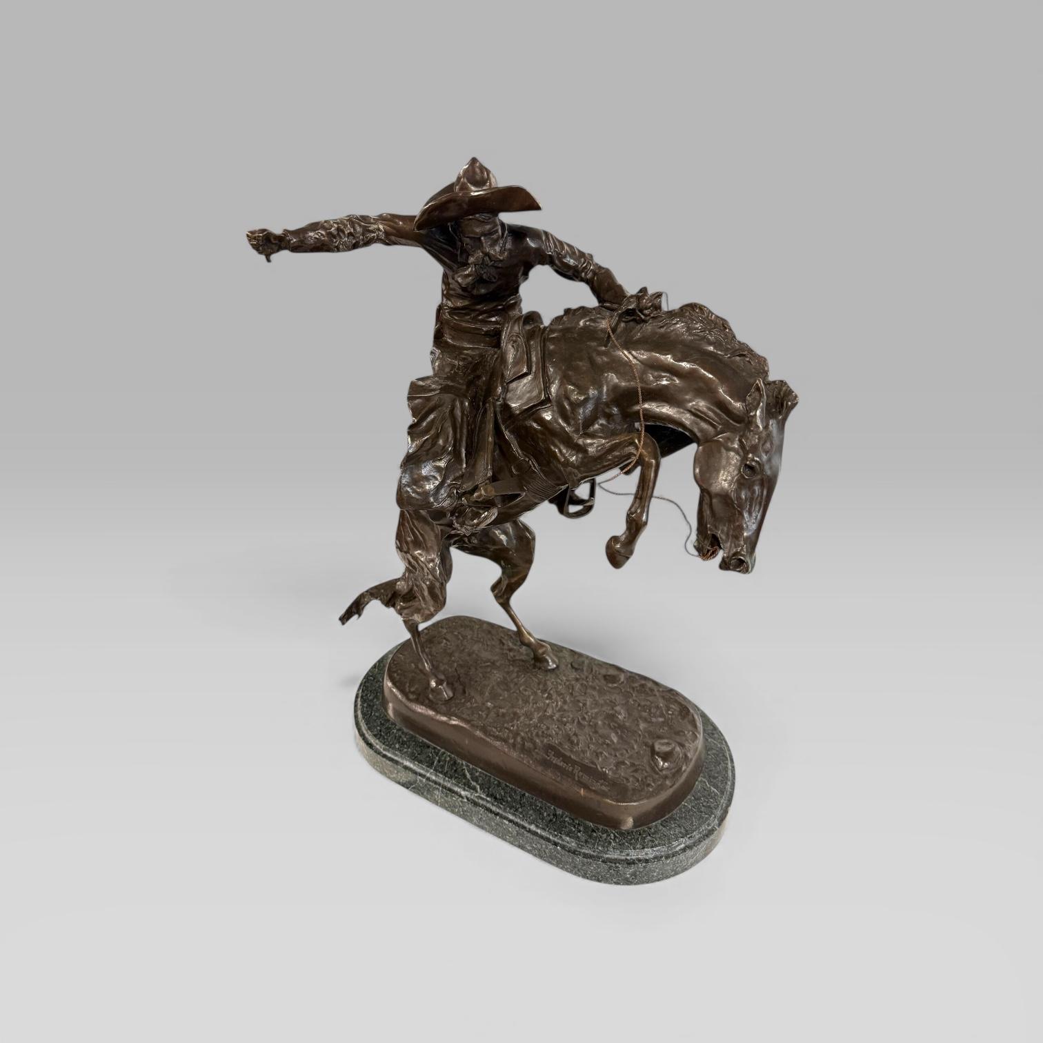 Large Cowboy Bronze ‘bronco Buster’ After Frederic Remington, Early–mid 20th (1 of 19)