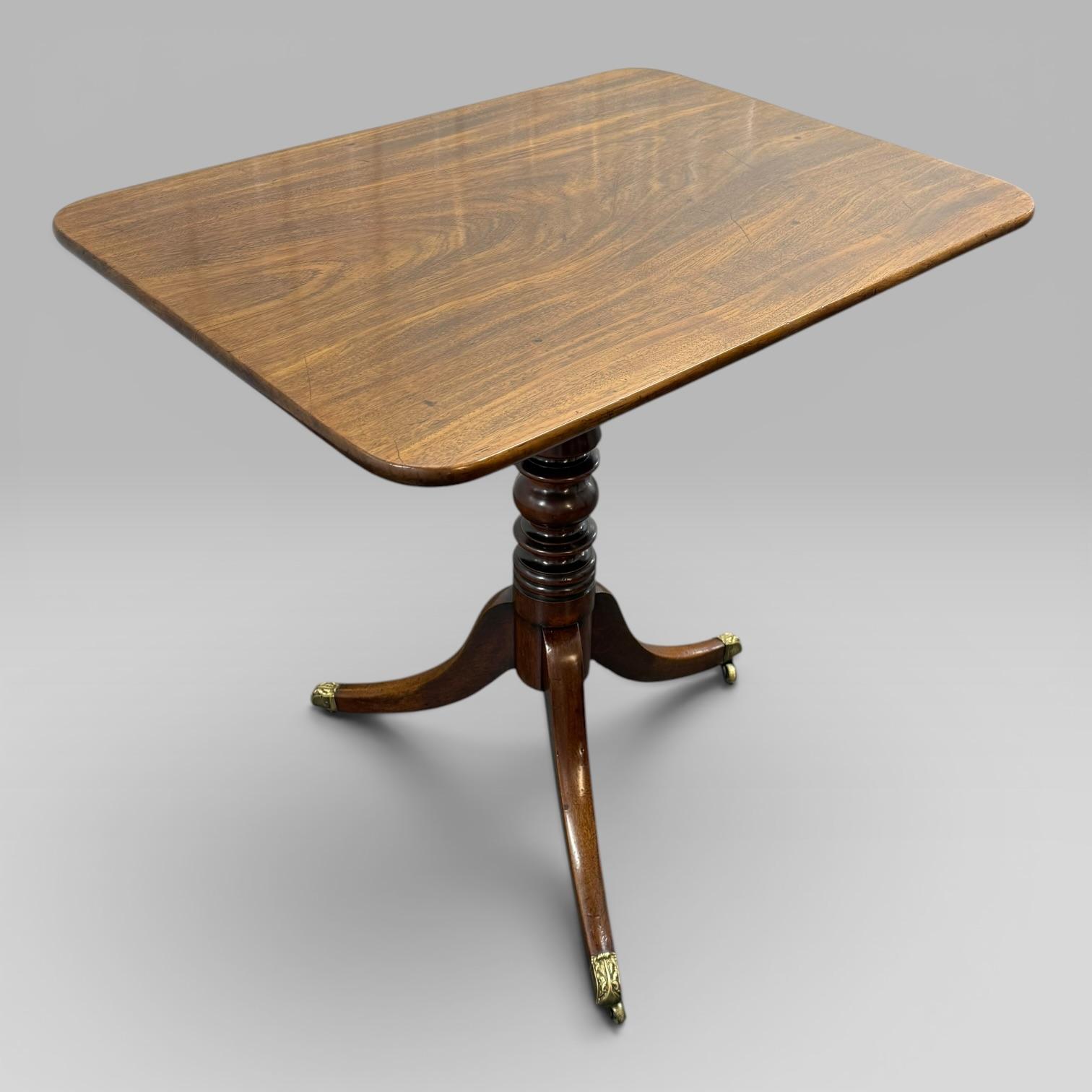 Antique Regency Mahogany Tilt Top Occasional Table with Brass Casters (1 of 8) Antique Regency Mahogany Tilt Top Occasional Table with Brass Casters (1 of 8)