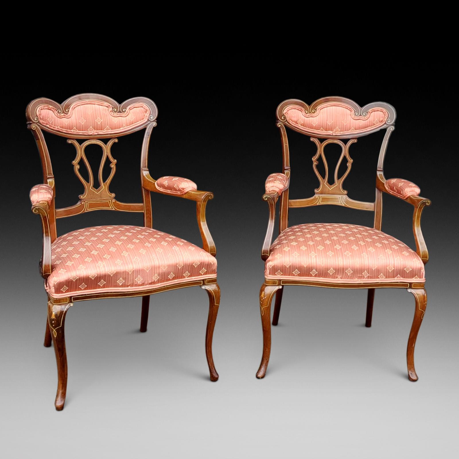 Pair of Late Victorian Mahogany Armchairs (1 of 9)