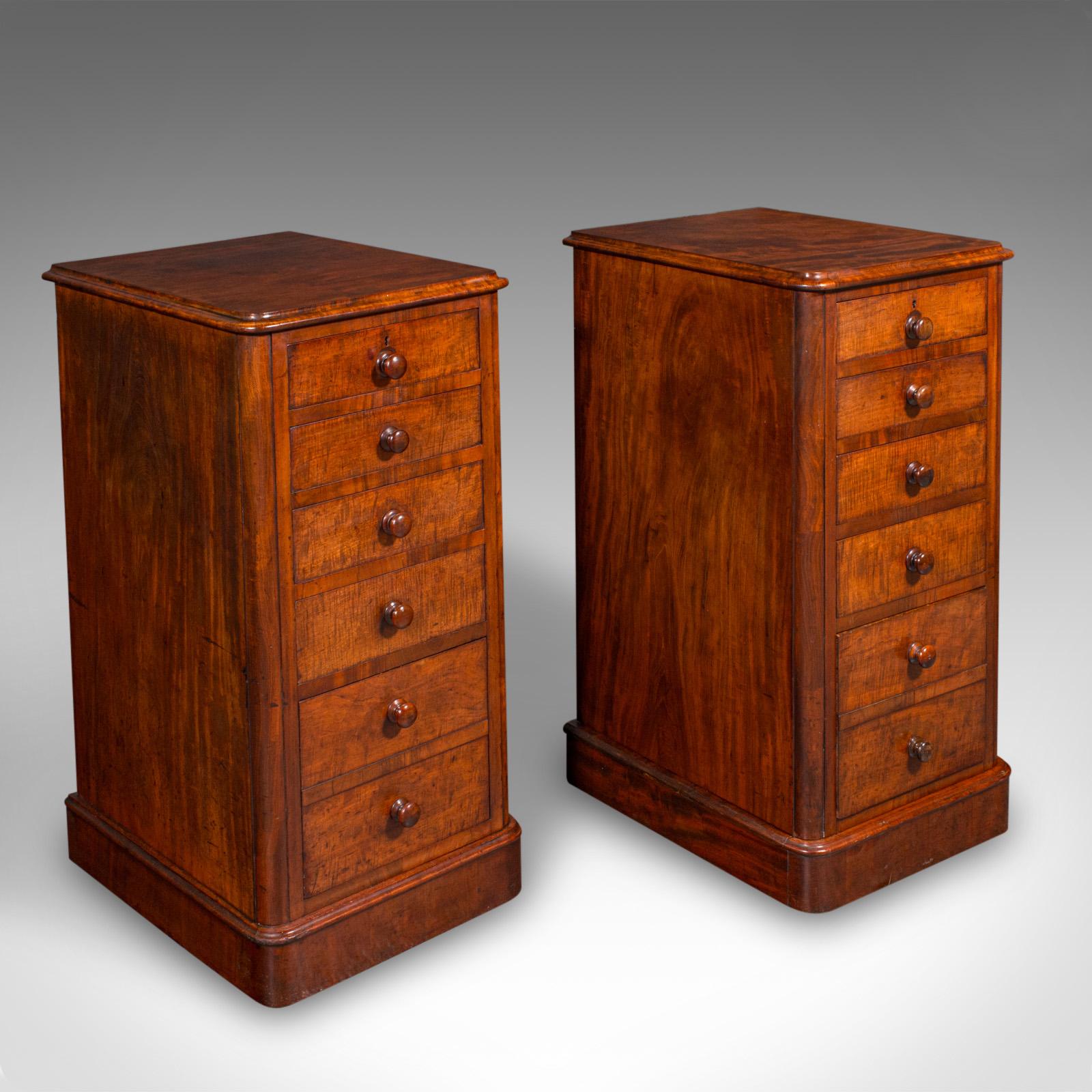 Tall Pair of Antique Nightstands, English, Chest of Drawers, Bedside, Victorian (1 of 11)