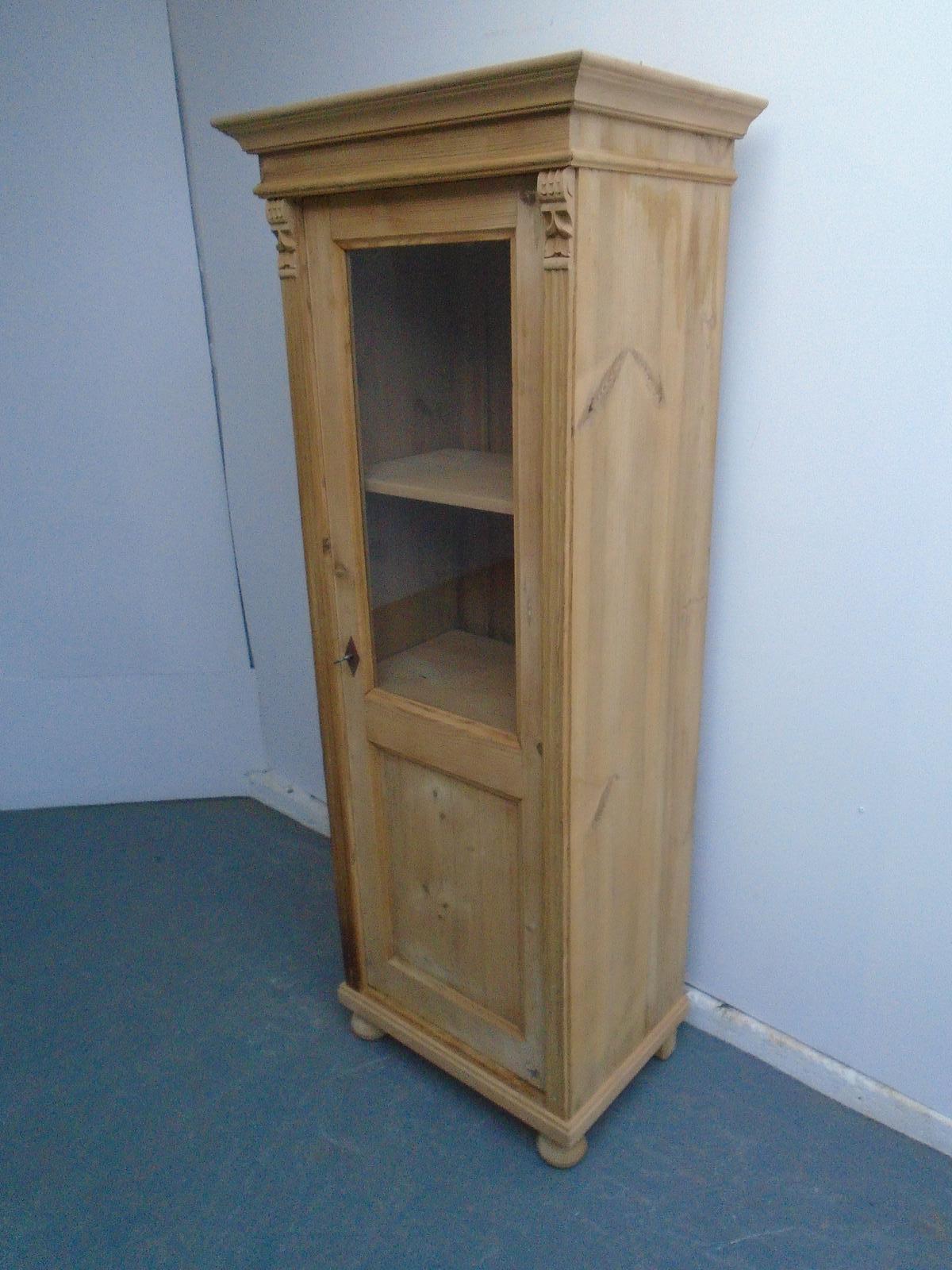 Great Antique Old Pine Glazed 1 Door Kitchen / Bathroom Cabinet to wax / paint (1 of 8)