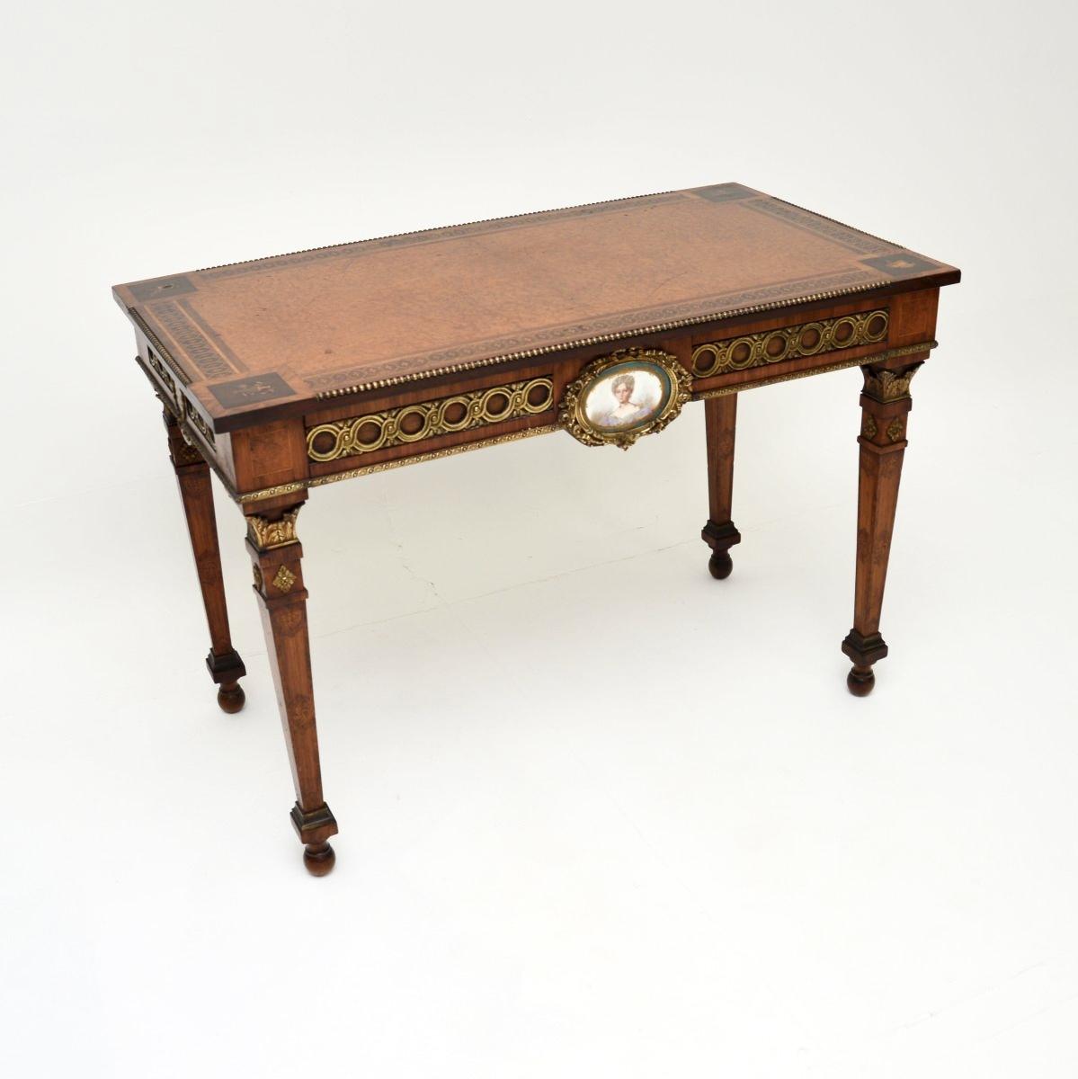 Antique French Inlaid Walnut Ormolu Mounted Desk / Writing Table (1 of 19)