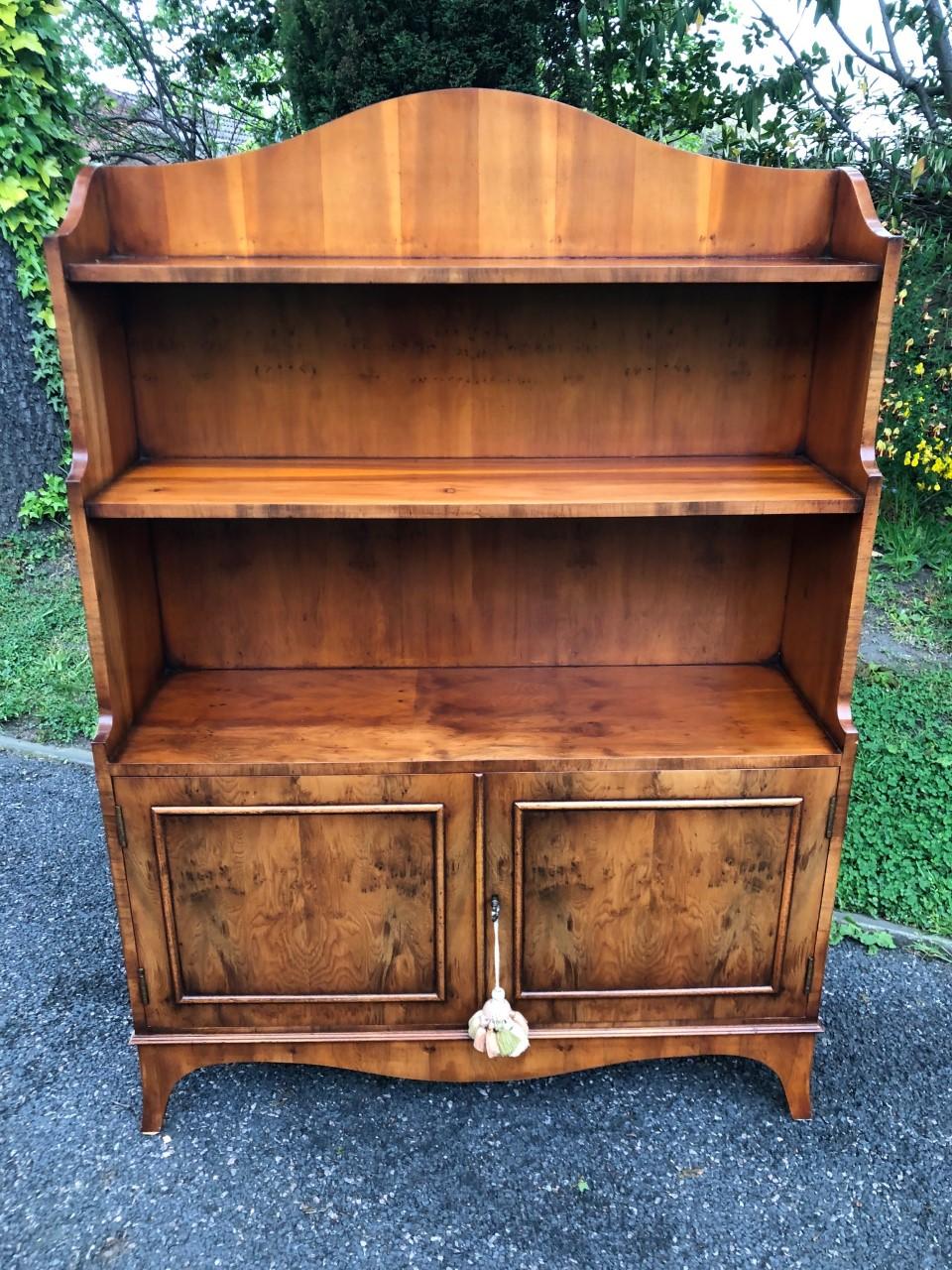 Quality Yew Wood Waterfall Open Bookcase (1 of 10)