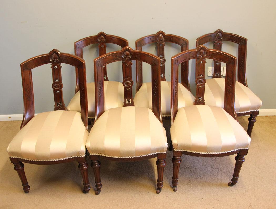 Set Six Antique Victorian Mahogany Dining Chairs (1 of 9)