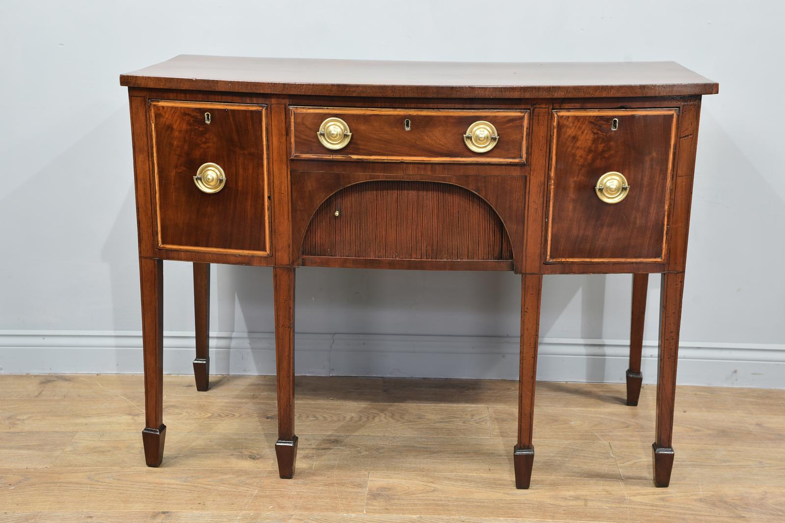 Small Georgian Mahogany Bow Front Sideboard (1 of 1)