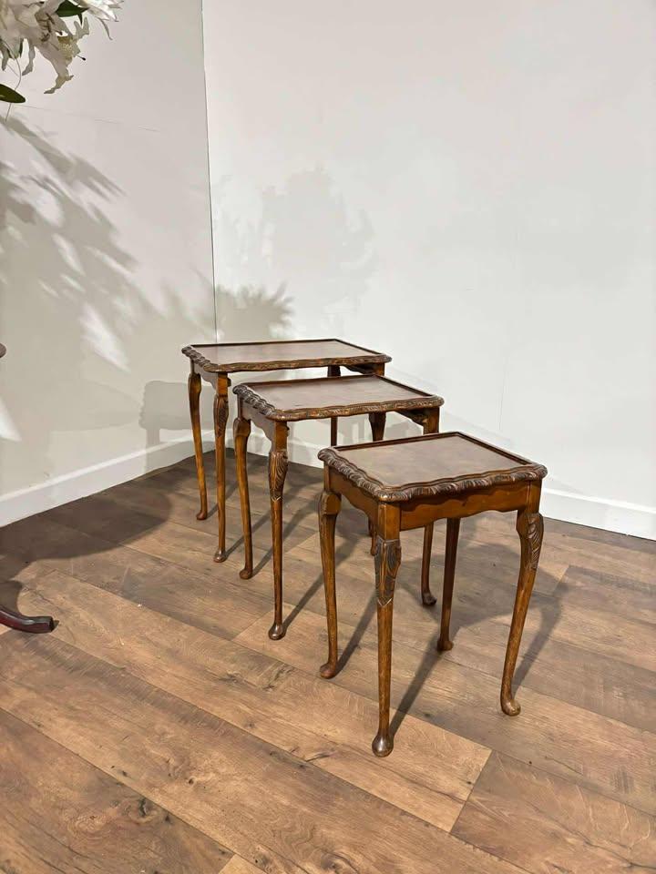 Vintage Burr Walnut Nest of Three Tables (1 of 14)