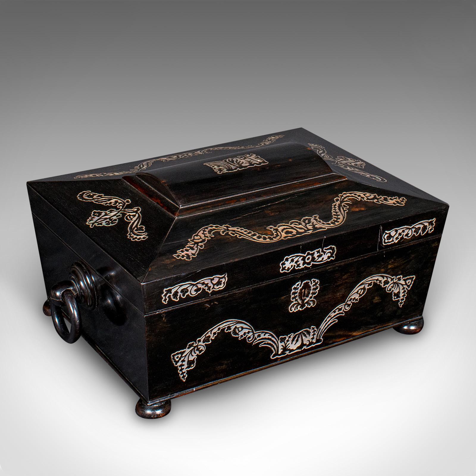 Antique Keepsake Box, English, Coromandel, Inlaid Stationery Case c.1830 (1 of 10)