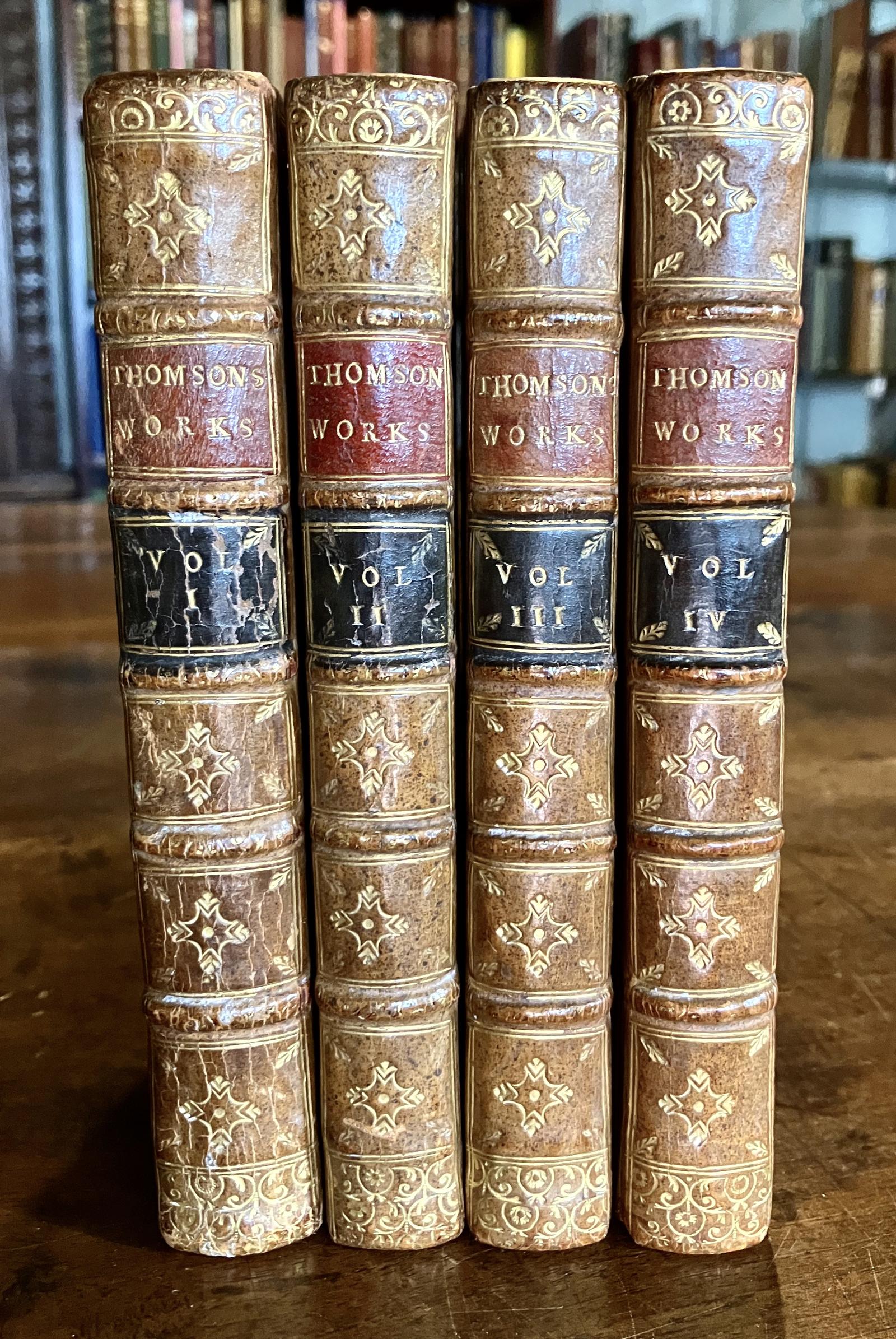 1750 The Works of James Thomson 1st Edition Poetry Set 4 x Vols Full Leather (1 of 5)