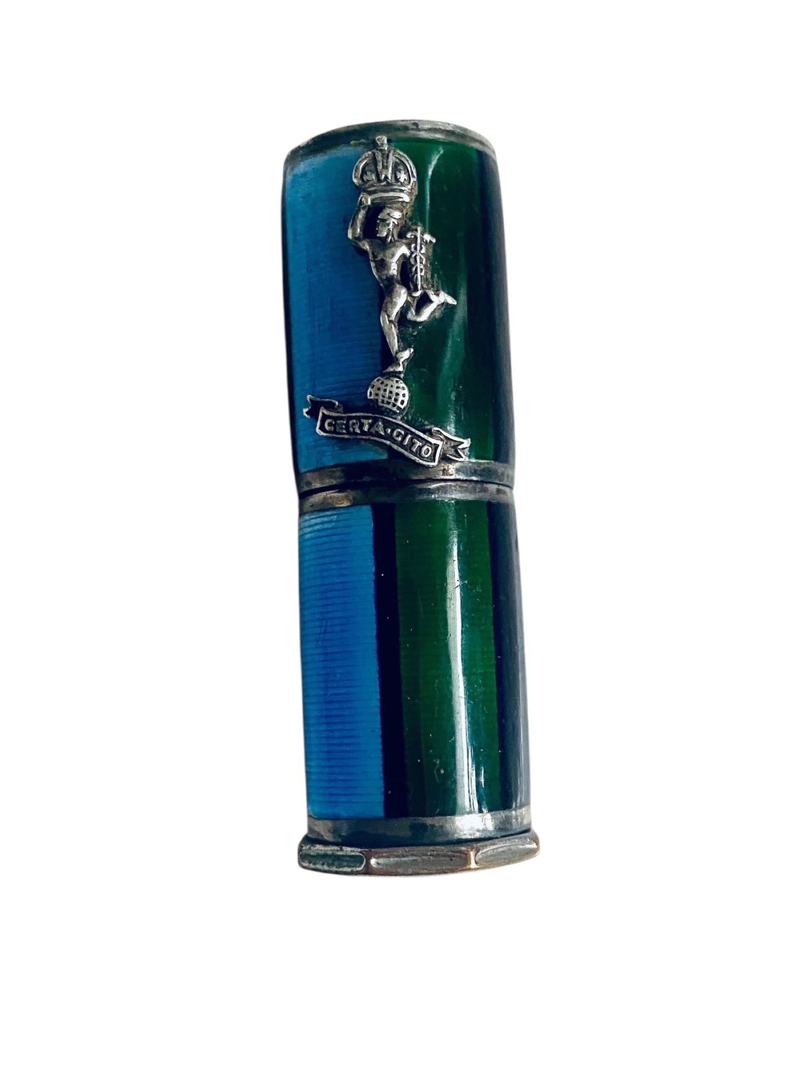 WW2 Vintage Lipstick Case / Holder Royal Corps of Signals Sterling Silver & Guilloche Enamel (1 of 10)