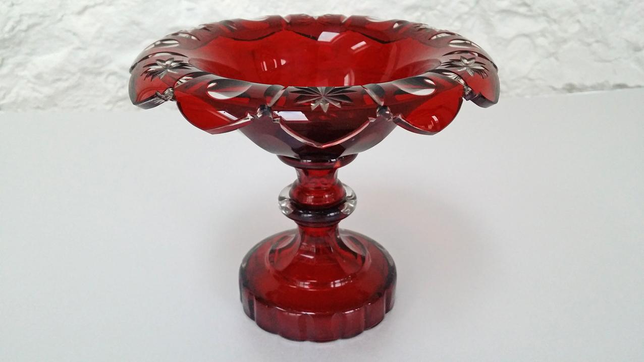 Ruby Cut Glass Bon Bon Dish (1 of 5) Ruby Cut Glass Bon Bon Dish (1 of 5)