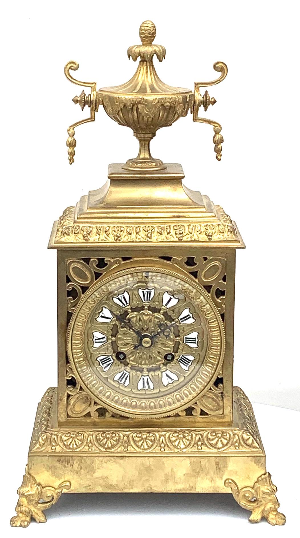 Bronze Ormolu Cubed Shaped Mantel Clock – 8 Day Striking Clock (1 of 12) Bronze Ormolu Cubed Shaped Mantel Clock – 8 Day Striking Clock (1 of 12)