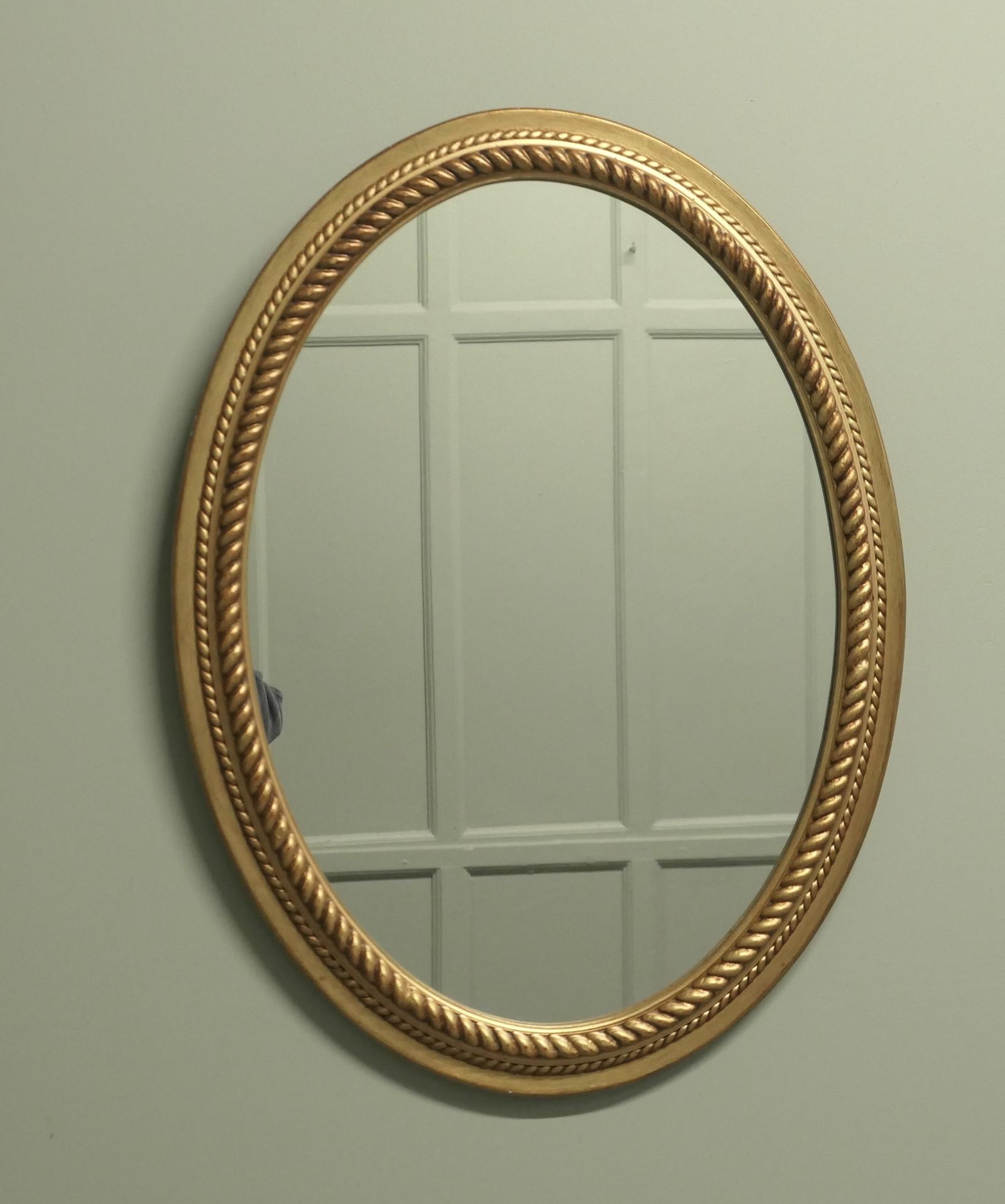 Large Gilt Oval Mirror with Rope Edging Border (1 of 5)
