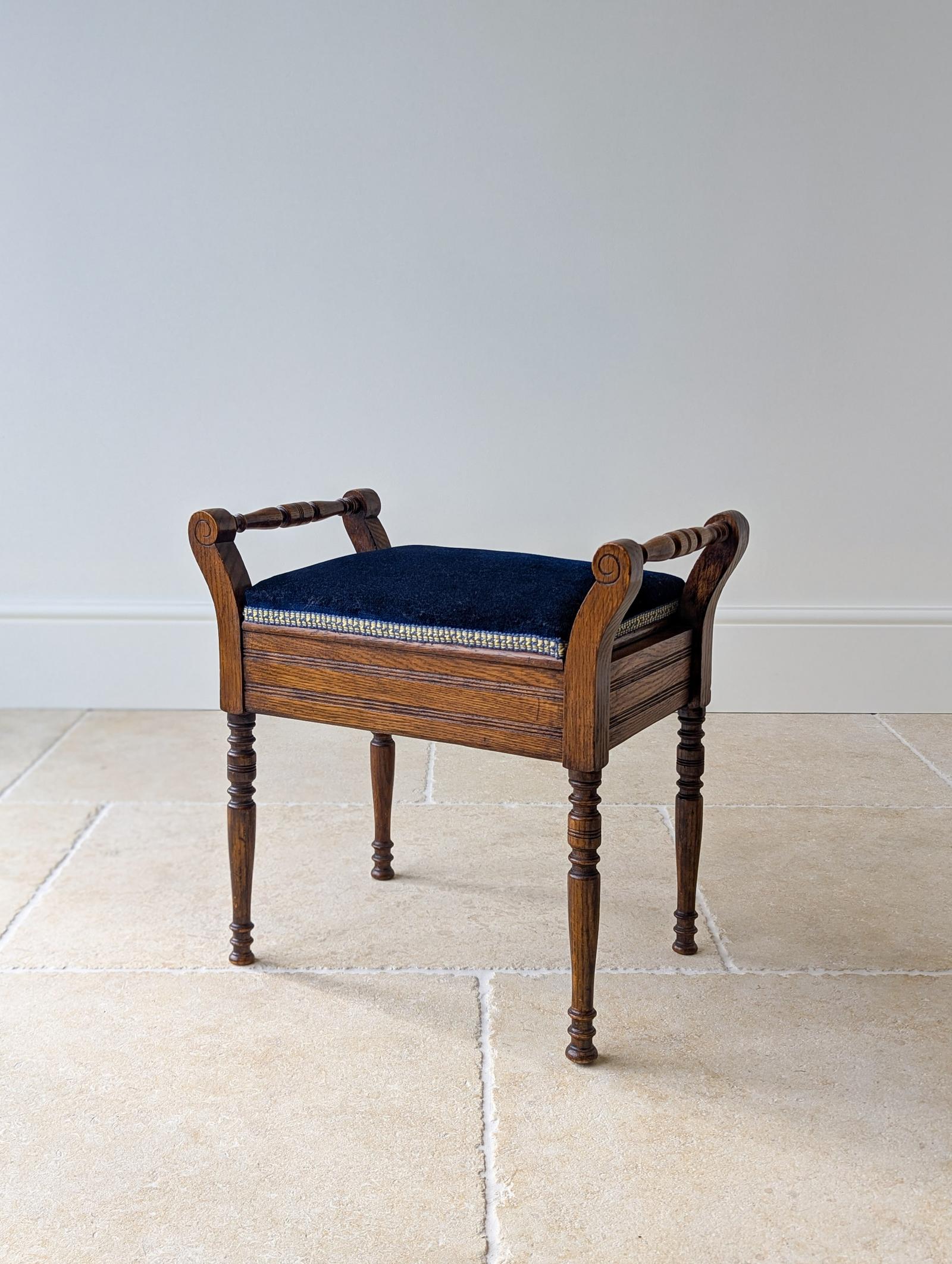 Antique Victorian Golden Oak Piano Stool with Storage c.1890 (1 of 13)