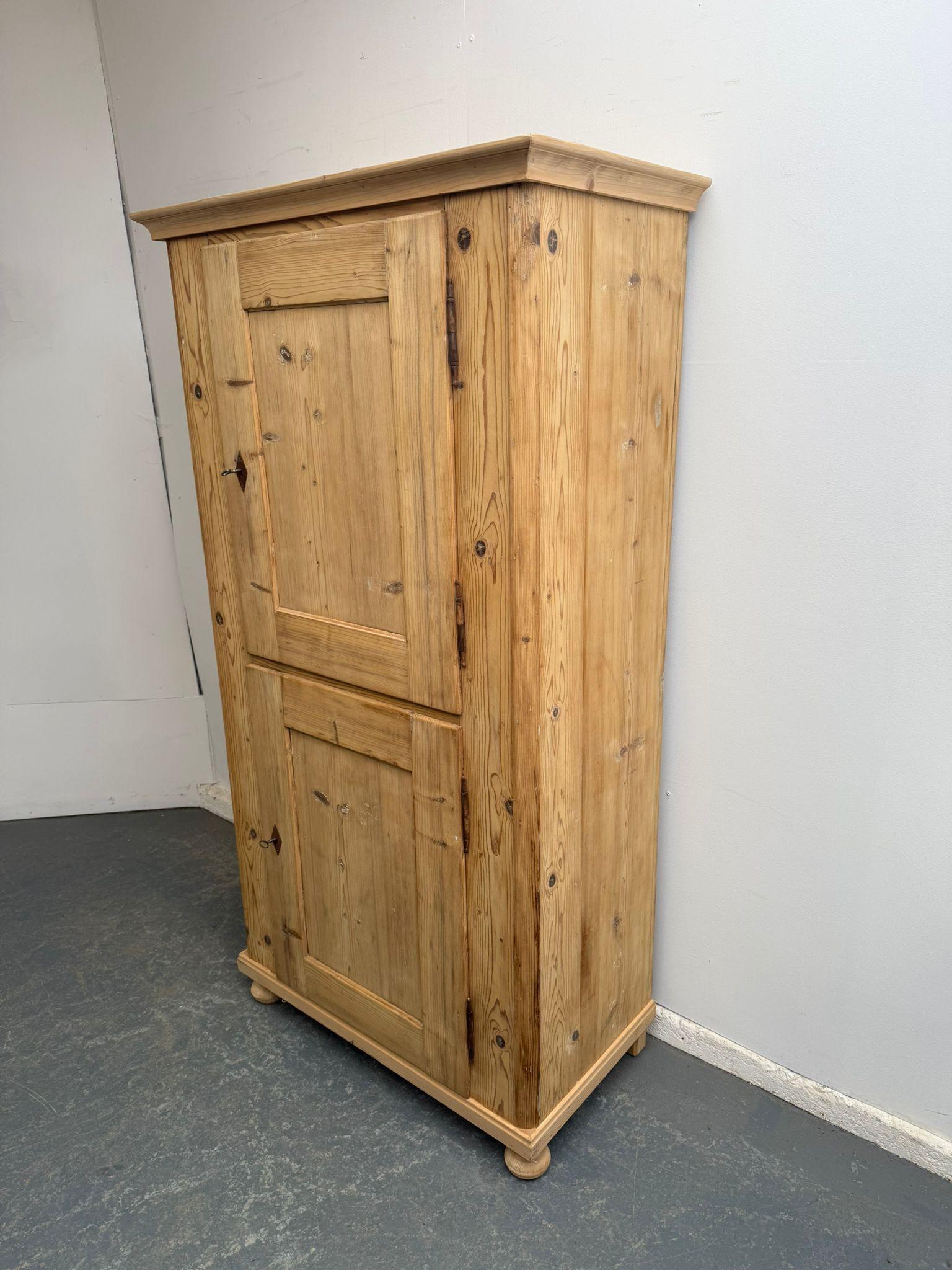 A Quality Georgian Antique / Old Pine 2 Door Storage Cupboard to Wax/paint (1 of 8)