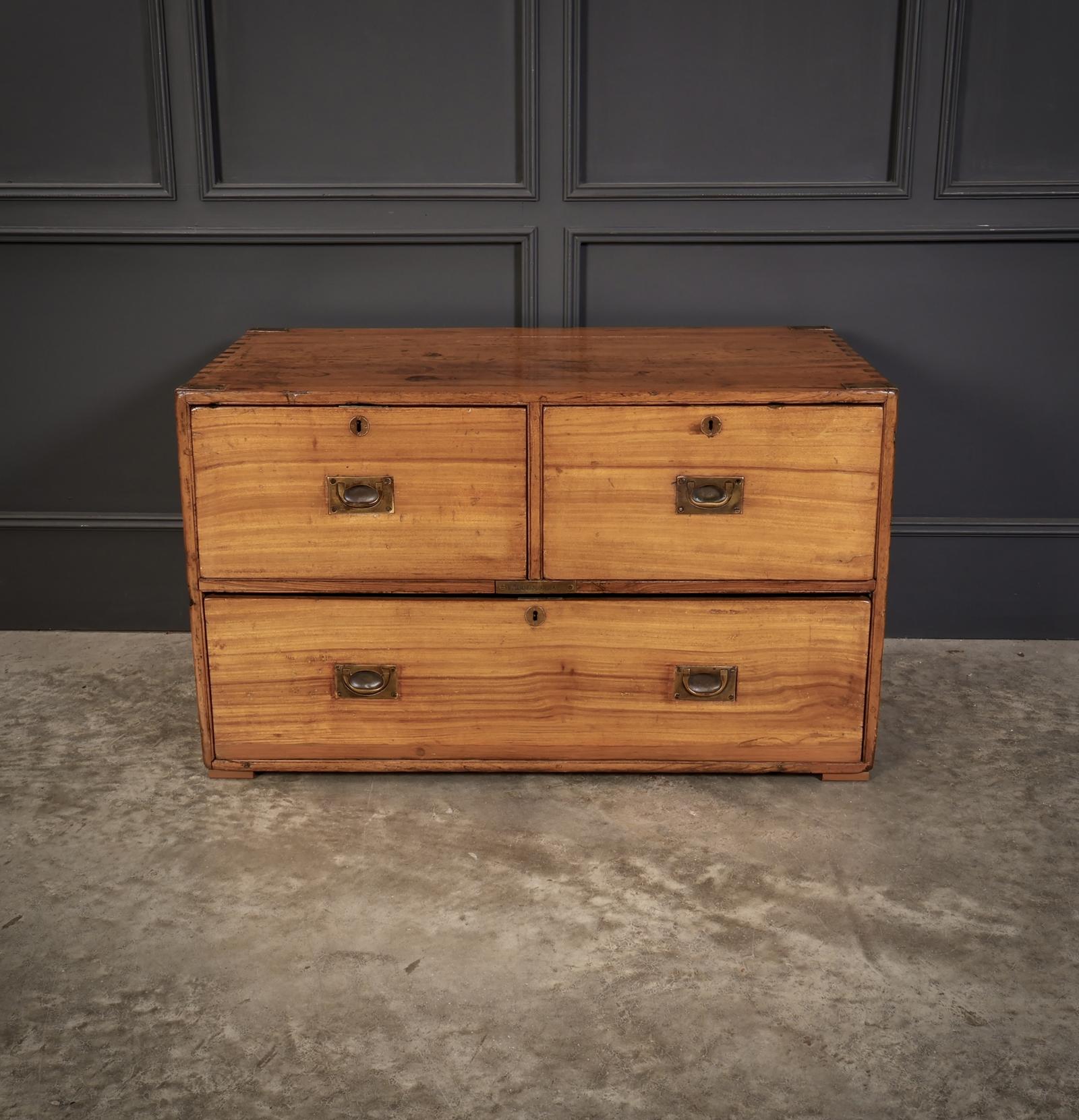 Low Camphor Wood Campaign Chest of Drawers (1 of 12) Low Camphor Wood Campaign Chest of Drawers (1 of 12)