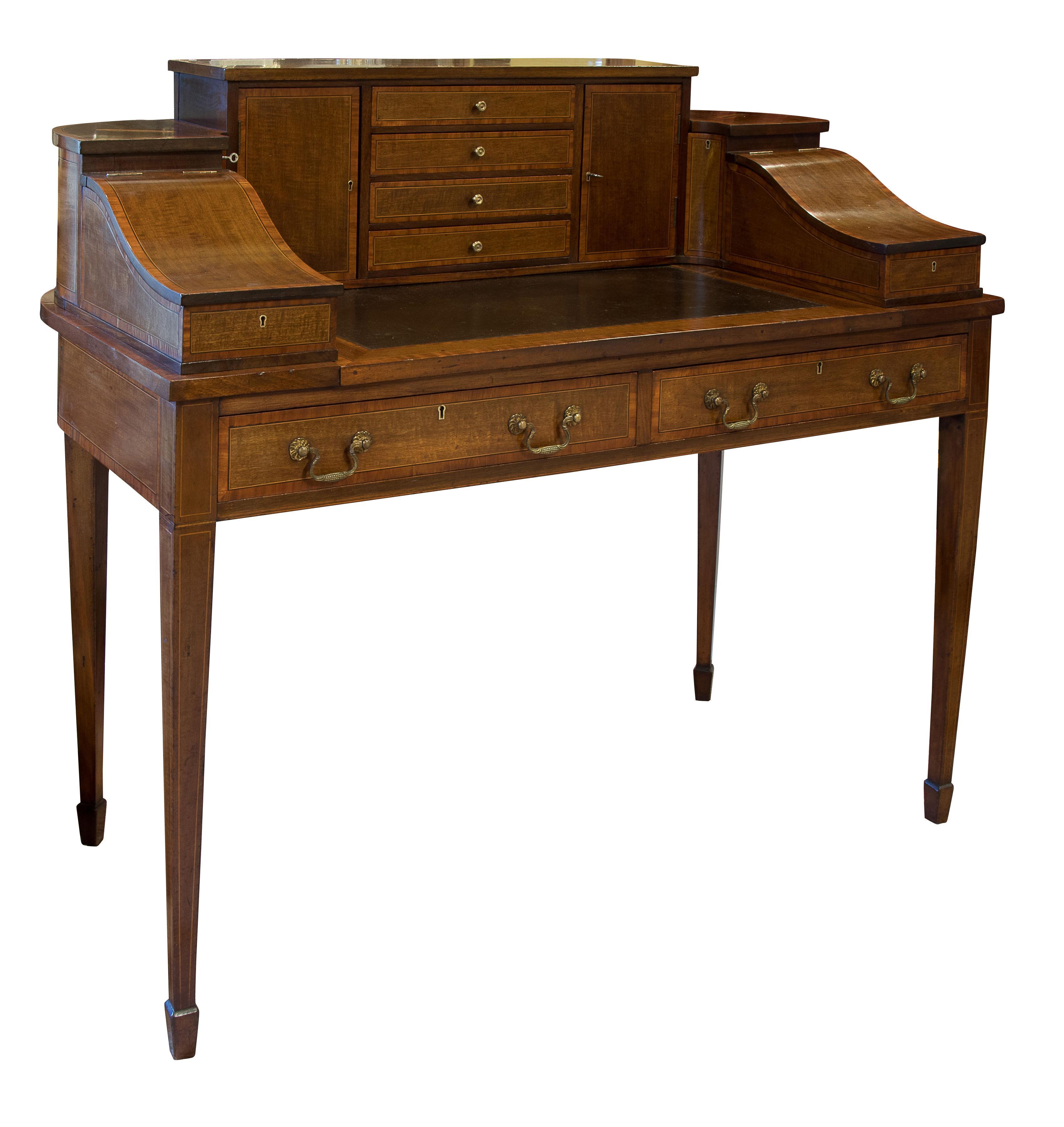 A fine Mahogany and Satinwood crossbanded Carlton house writing desk (1 of 1)