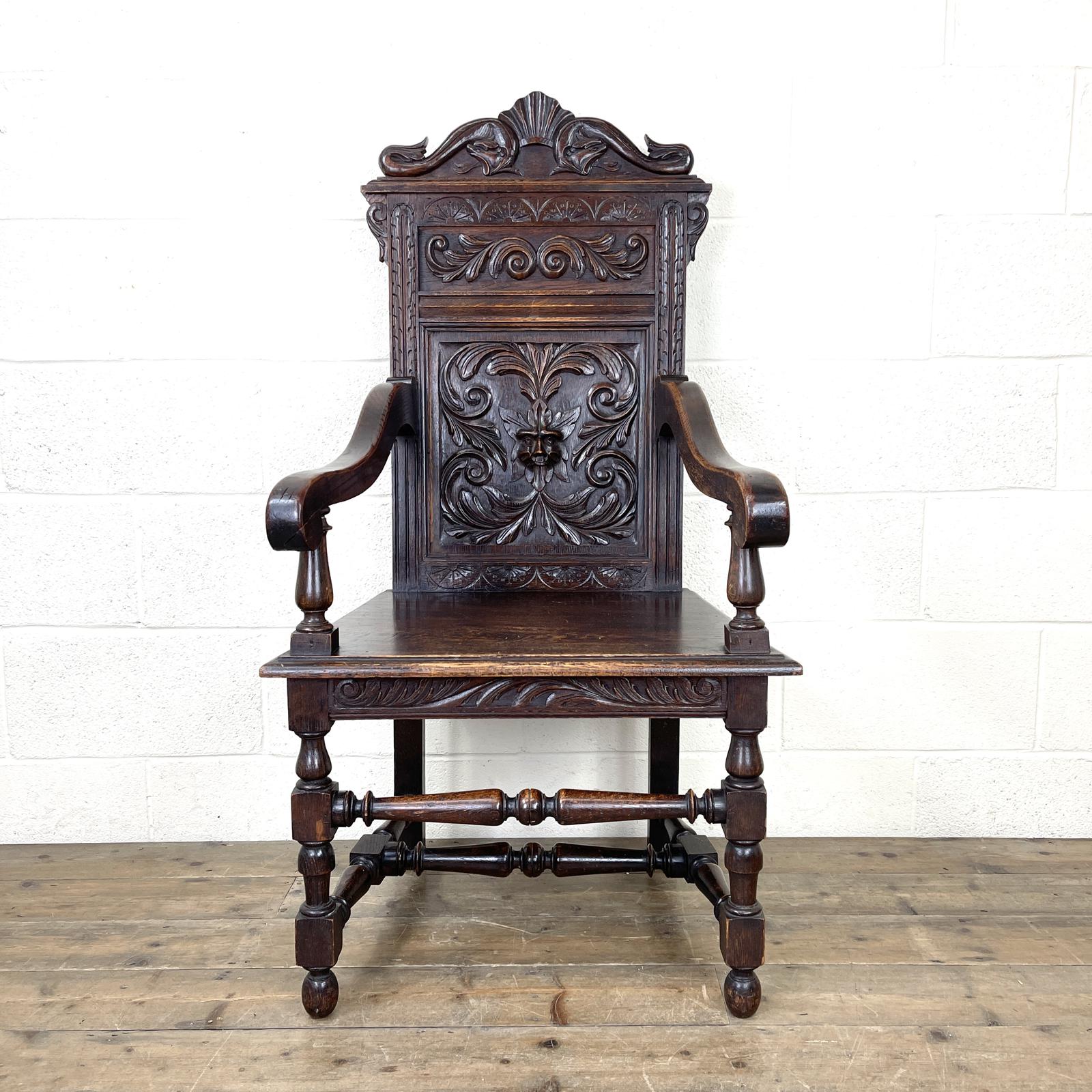 Large Antique Carved Oak Armchair (1 of 9) Large Antique Carved Oak Armchair (1 of 9)