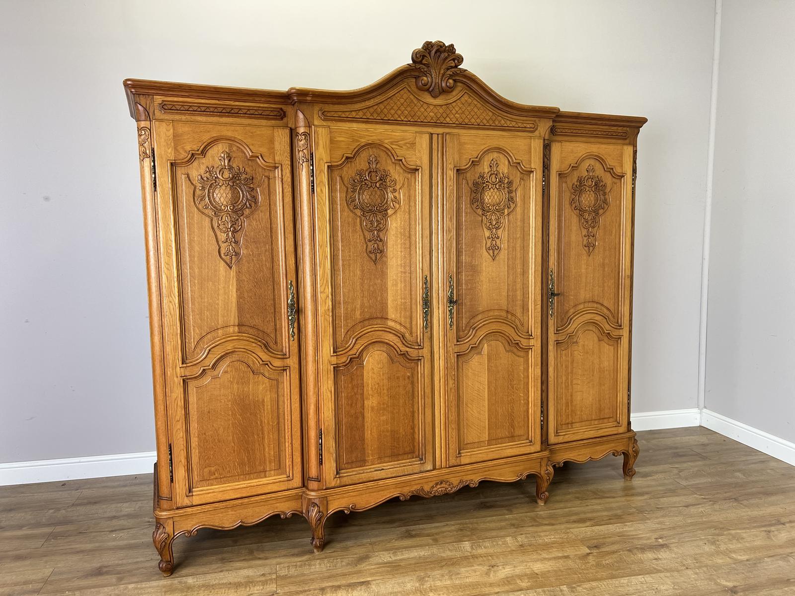 Wardrobe Vintage French Style Oak Four Door Carved Armoire (1 of 19) Wardrobe Vintage French Style Oak Four Door Carved Armoire (1 of 19)