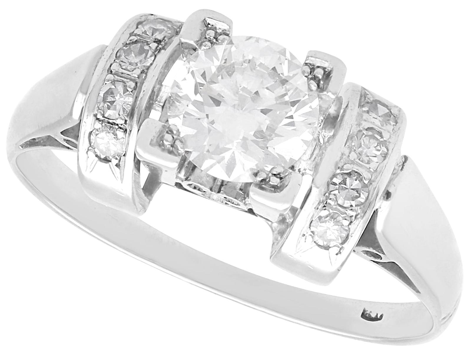 0.95ct Diamond & 18ct White Gold Solitaire Style Ring c.1925 (1 of 13)