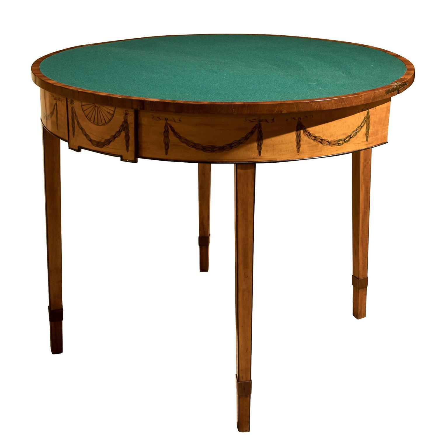 George III Satinwood Demi-Lune Card Table (1 of 9) George III Satinwood Demi-Lune Card Table (1 of 9)
