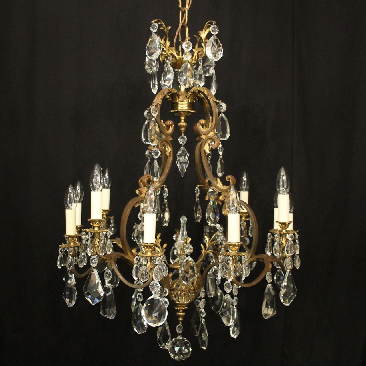 French Bronze & Crystal 12 Light Antique Chandelier (1 of 10)