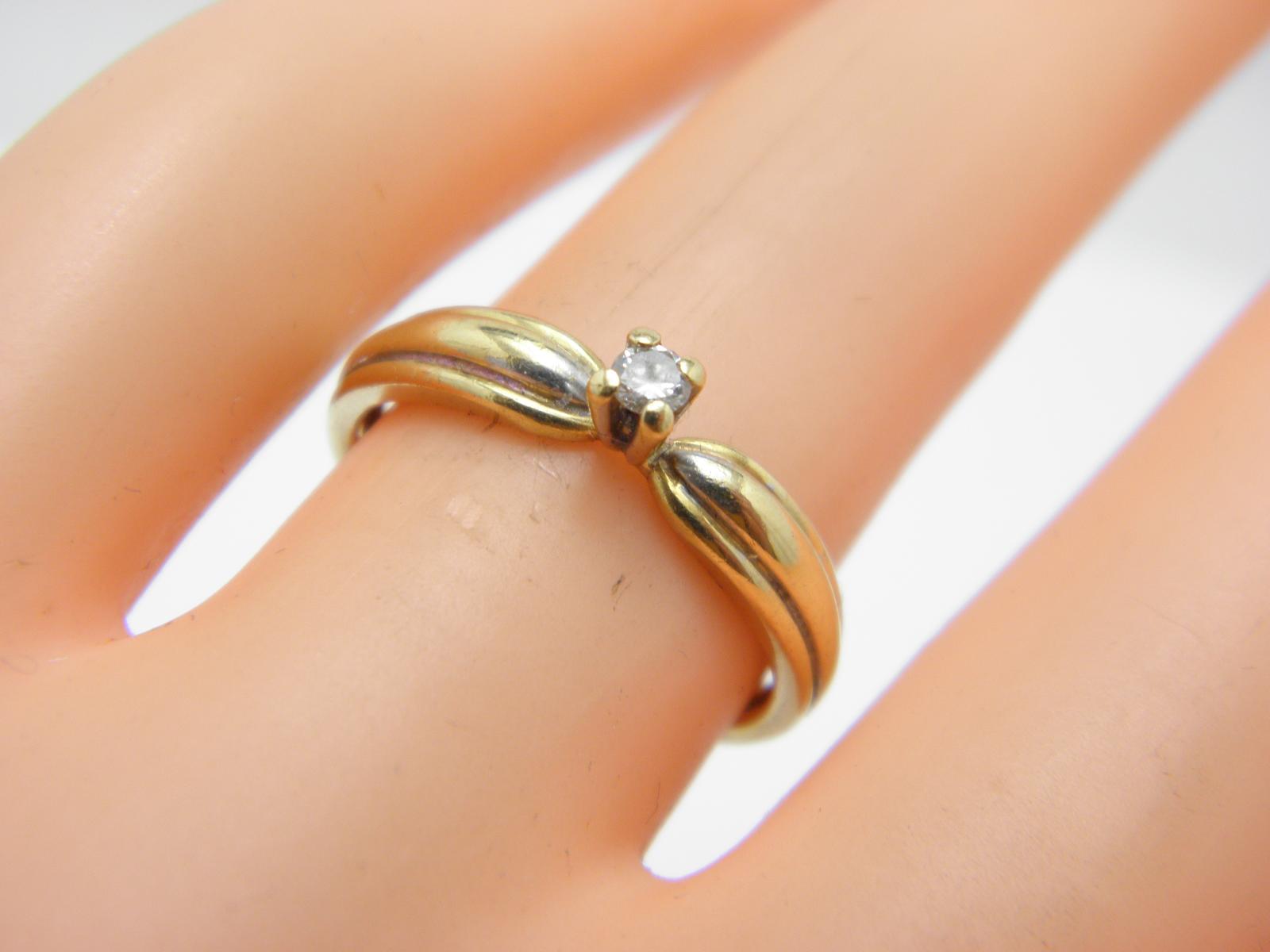 Vintage 18ct Gold Diamond Solitaire Ring Band Size L (US Size 6) c.1950 (1 of 13)