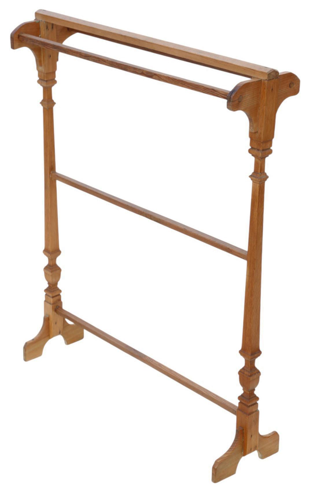 Antique Pine Towel Rail Stand – Traditional Wooden Furniture c.1900 (1 of 5)
