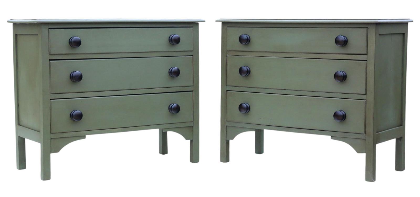 Antique c.1900 Pair of Georgian Revival Painted Chests of Drawers – Fine Quality Furniture (1 of 7)