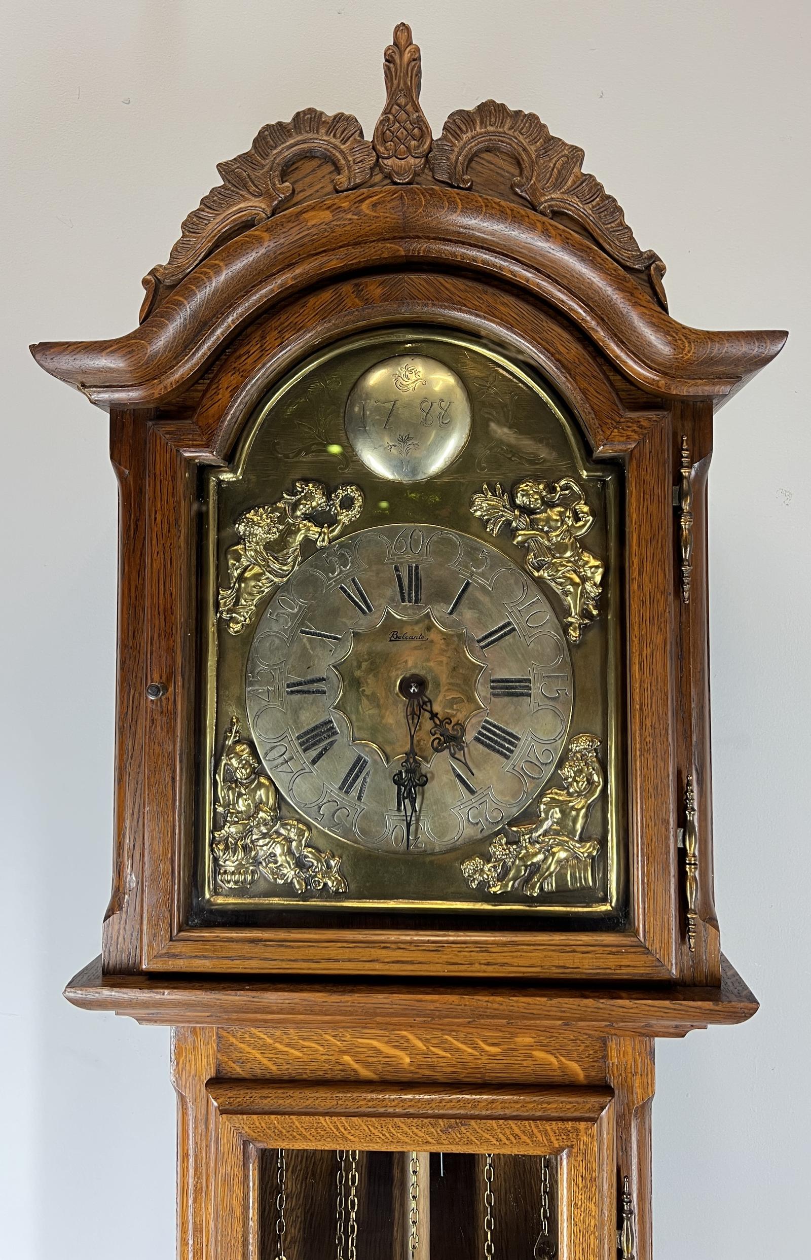 Clock Vintage French Longcase Grandfather Belcanto Brass Dial (1 of 14)