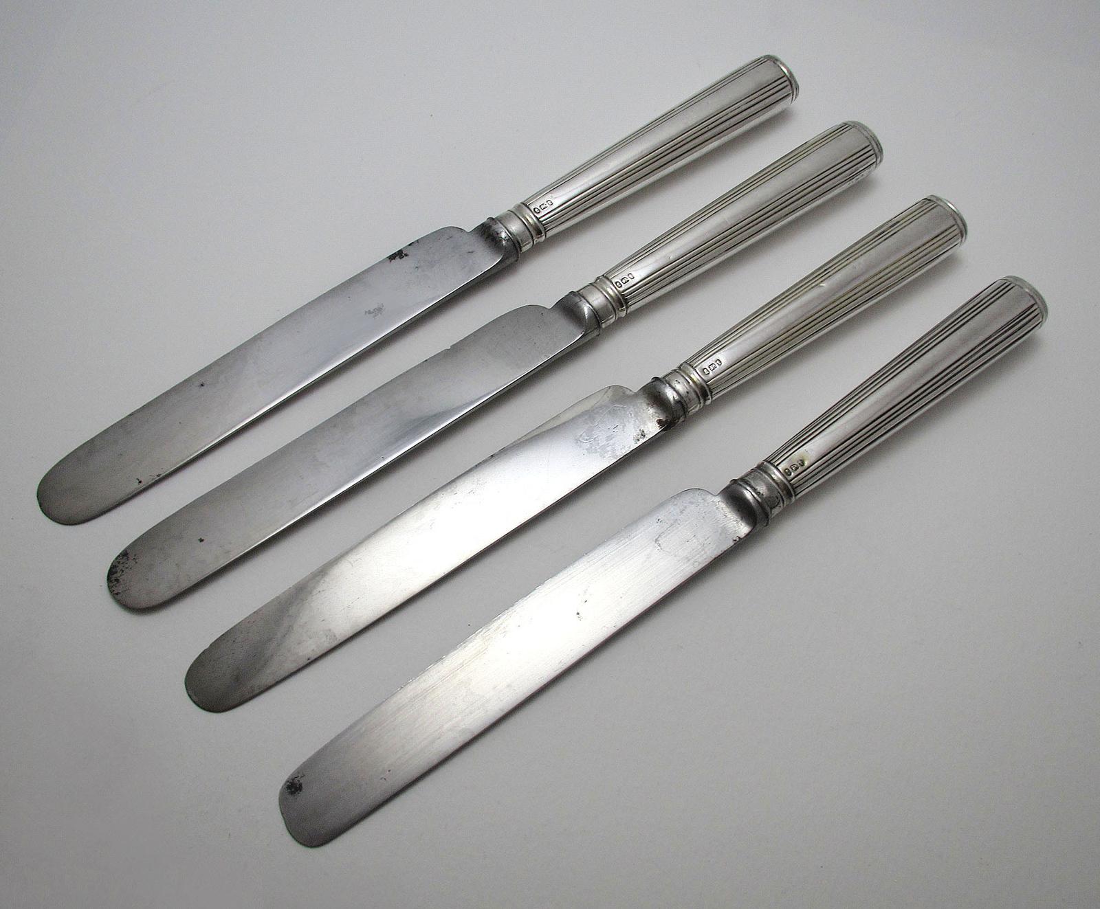 Moses Brent 1794 George III Antique Sterling Silver Handled Large Dessert Knives 8.5" (1 of 8)