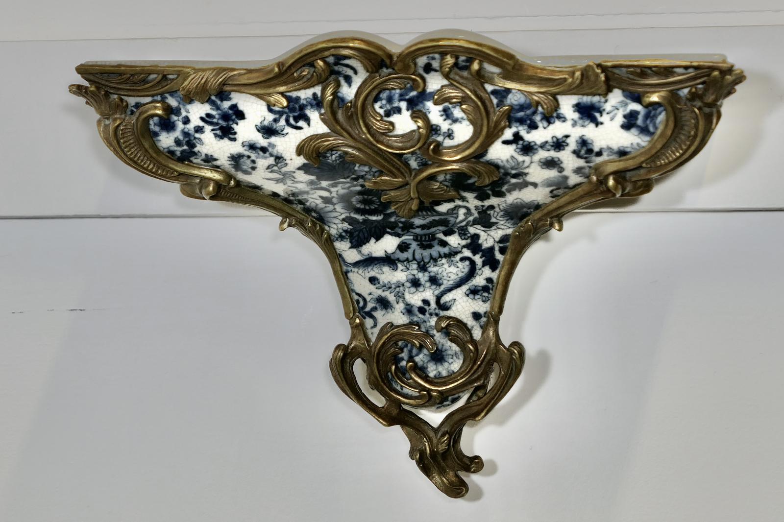 Blue and White Ceramic and Ormolu Wall Bracket (1 of 9) Blue and White Ceramic and Ormolu Wall Bracket (1 of 9)