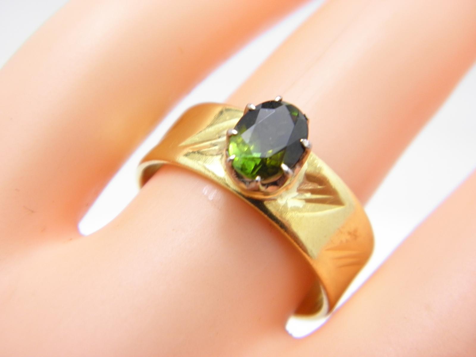 Vintage 22ct Heavy Gold Platinum Tourmaline Ring Size O (1 of 9)