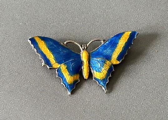 Large Silver & Enamel Butterfly Brooch (1 of 6)