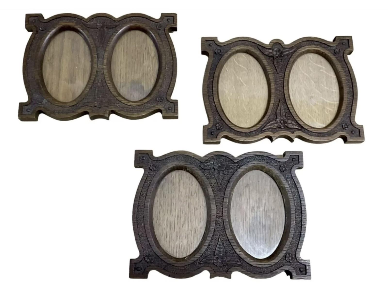 Set of 3 Arts & Crafts Carved Oak Photo Frames Antique Edwardian (1 of 5) Set of 3 Arts & Crafts Carved Oak Photo Frames Antique Edwardian (1 of 5)