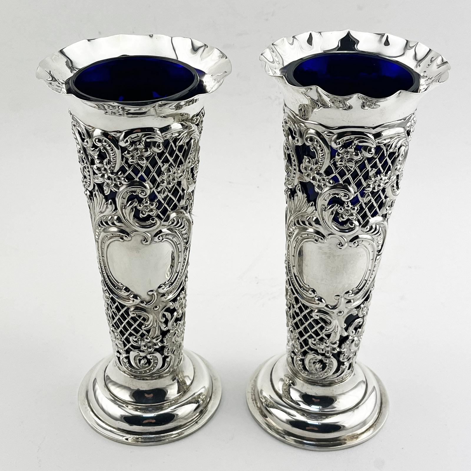 Late Victorian Silver Vases - main image