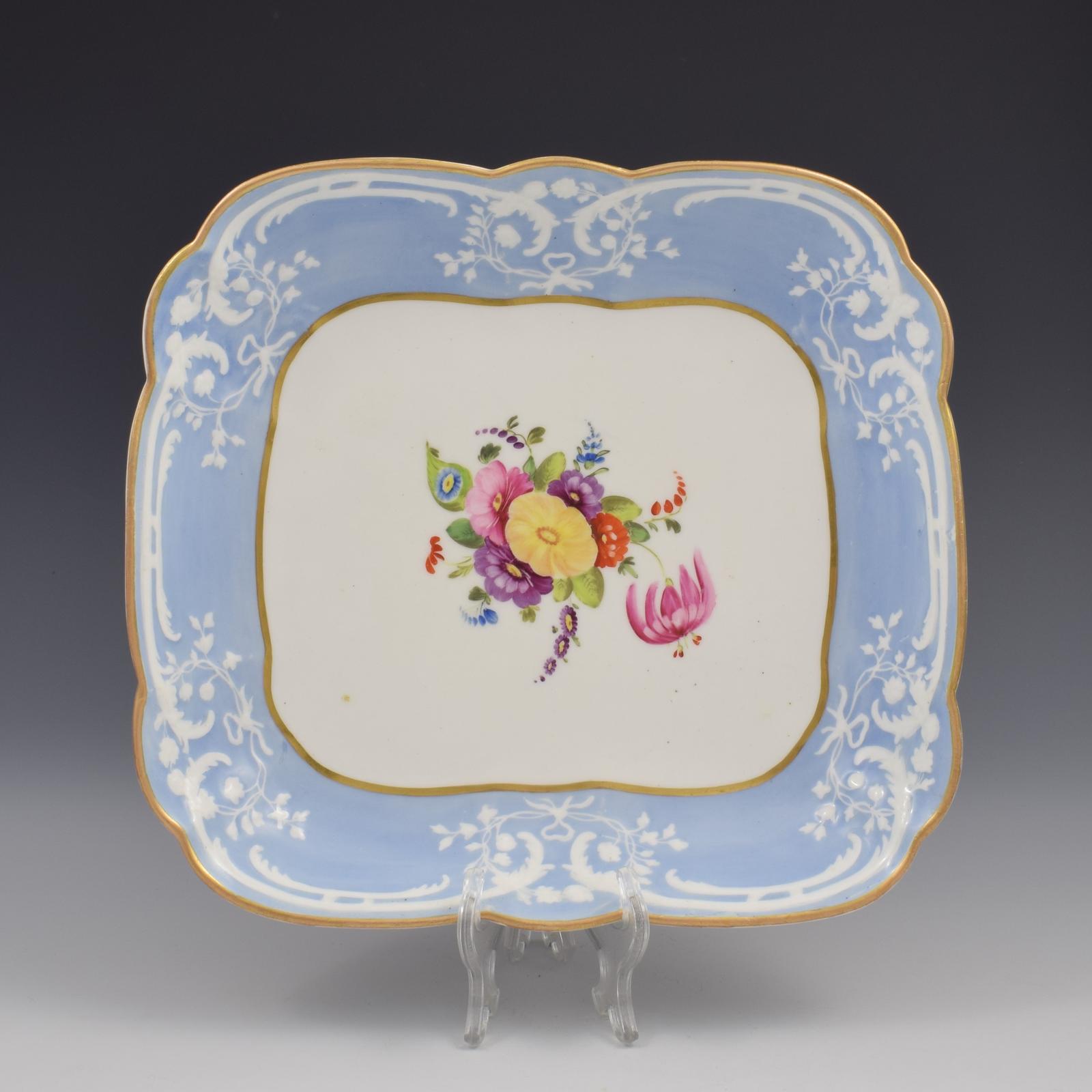 Regency Coalport Porcelain Relief Moulded Dessert Dish c.1820 (1 of 4)