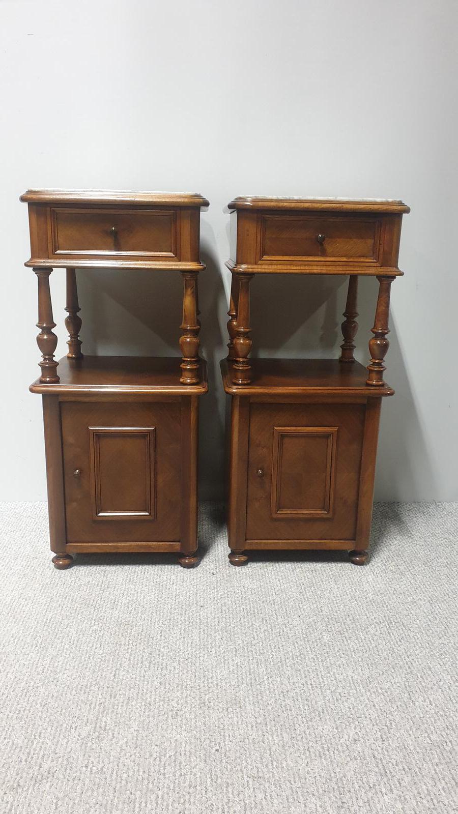 Pair of French Walnut Bedside Lamp Cabinets (1 of 1)