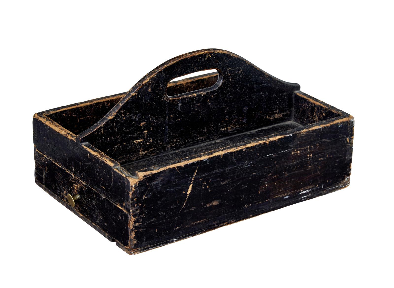19th Century Scandinavian Rustic Pine Cutlery Box (1 of 7)